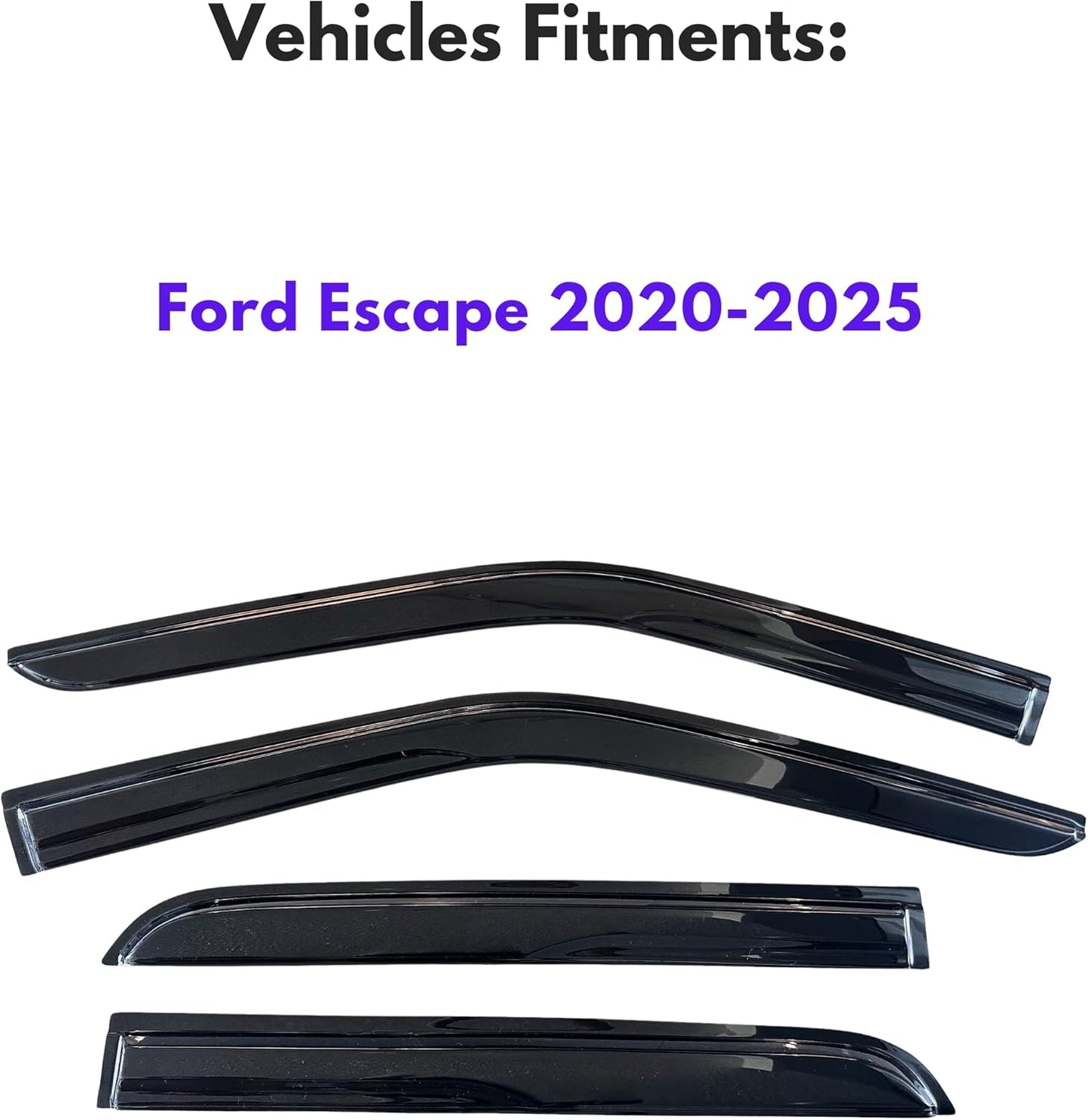 KPY Window Visor Compatible with Ford Escape 2020-2025, 4PC Rain Guard Side Window Vent Deflectors Tape-On Mugen Style, 2020 2021 2022 2023 2024 2025