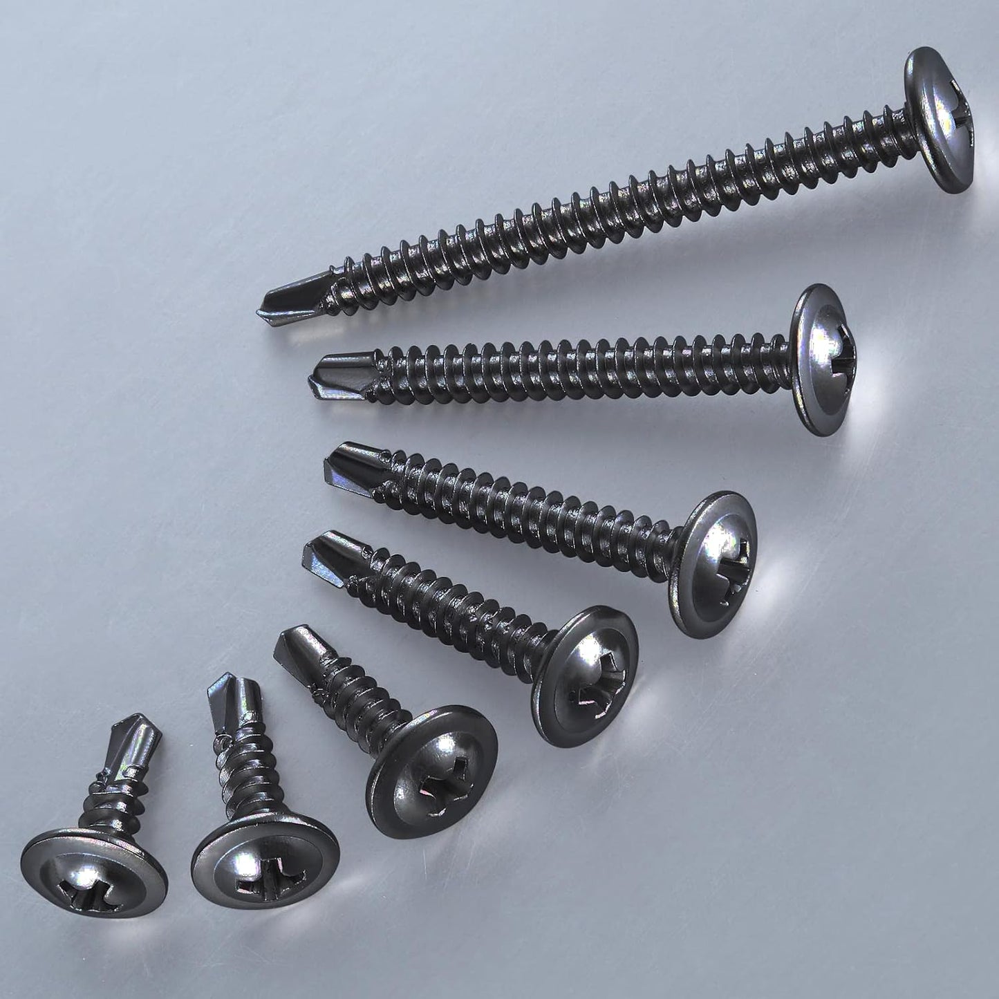 (150Pcs)#8×1-1/2” for Sheet Metal Self-Tapping Screws 410 Black Stainless Steel Truss Head High-Strength Quick Tapping
