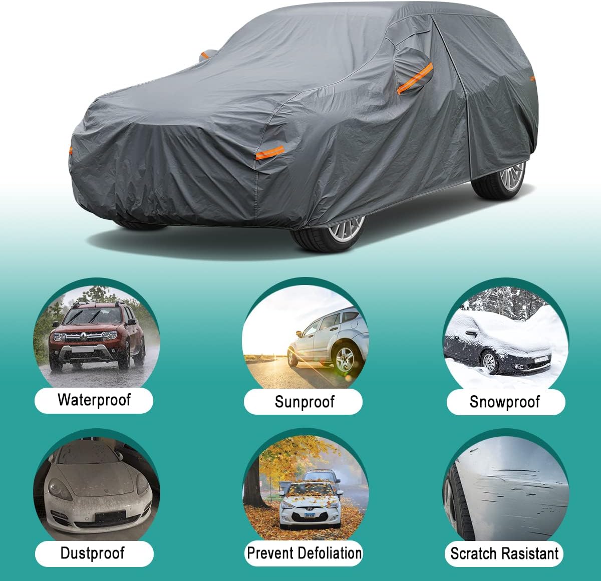 Premium Car Cover Custom Fit Infiniti QX60 (2013-2025), 16 Layers Heavy Duty Car Cover Waterproof All Weather with Zipper Door for Sun Rain Snow Dust Uv Protection