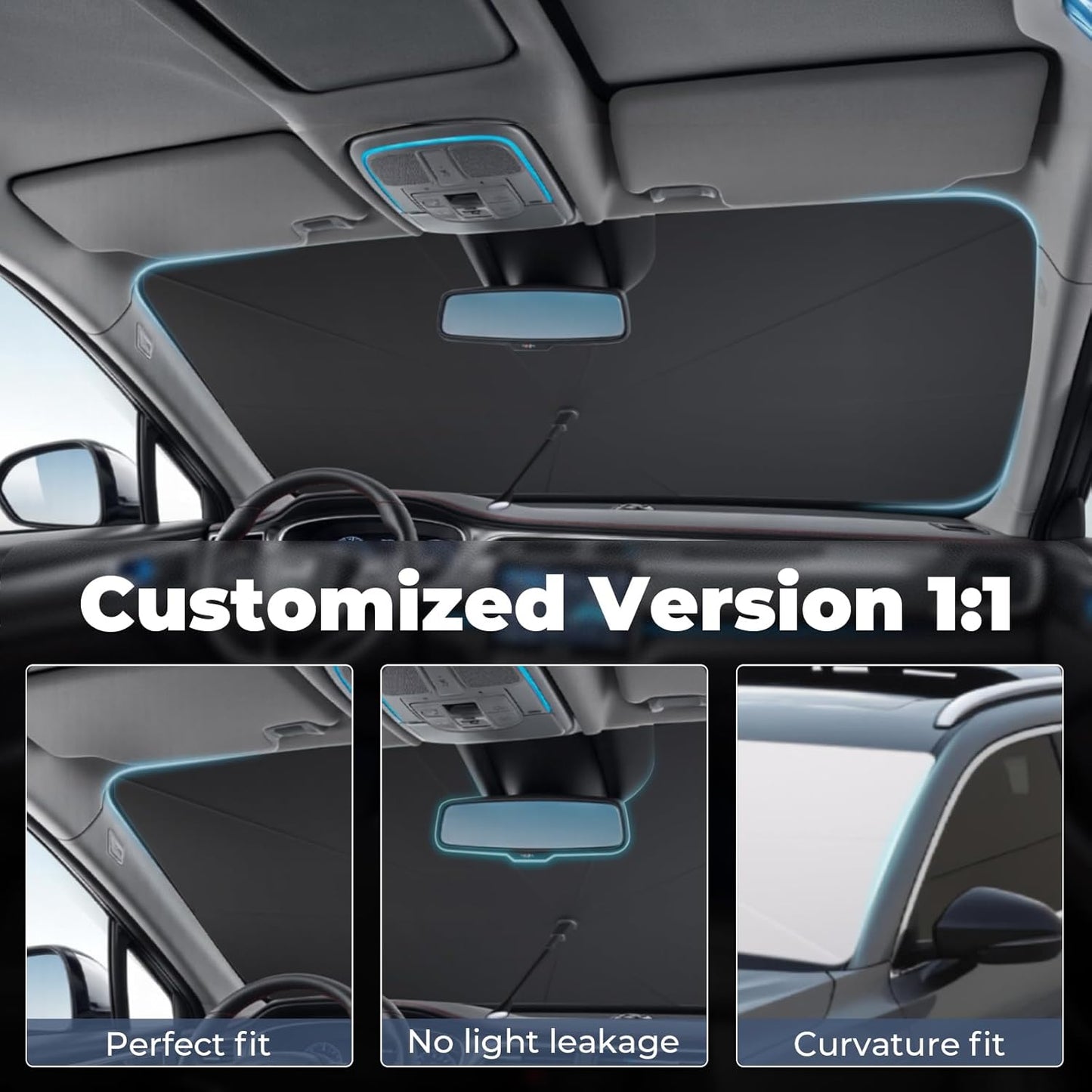 Windshield Sun Shade Umbrella for 2020-2025 Lincoln Corsair Accessories: Custom Fit 240T Silver, Double Thickened, Foldable Sunshade Window Sun Visor, Ultimate 99% UV Blocking for Standard, Touring