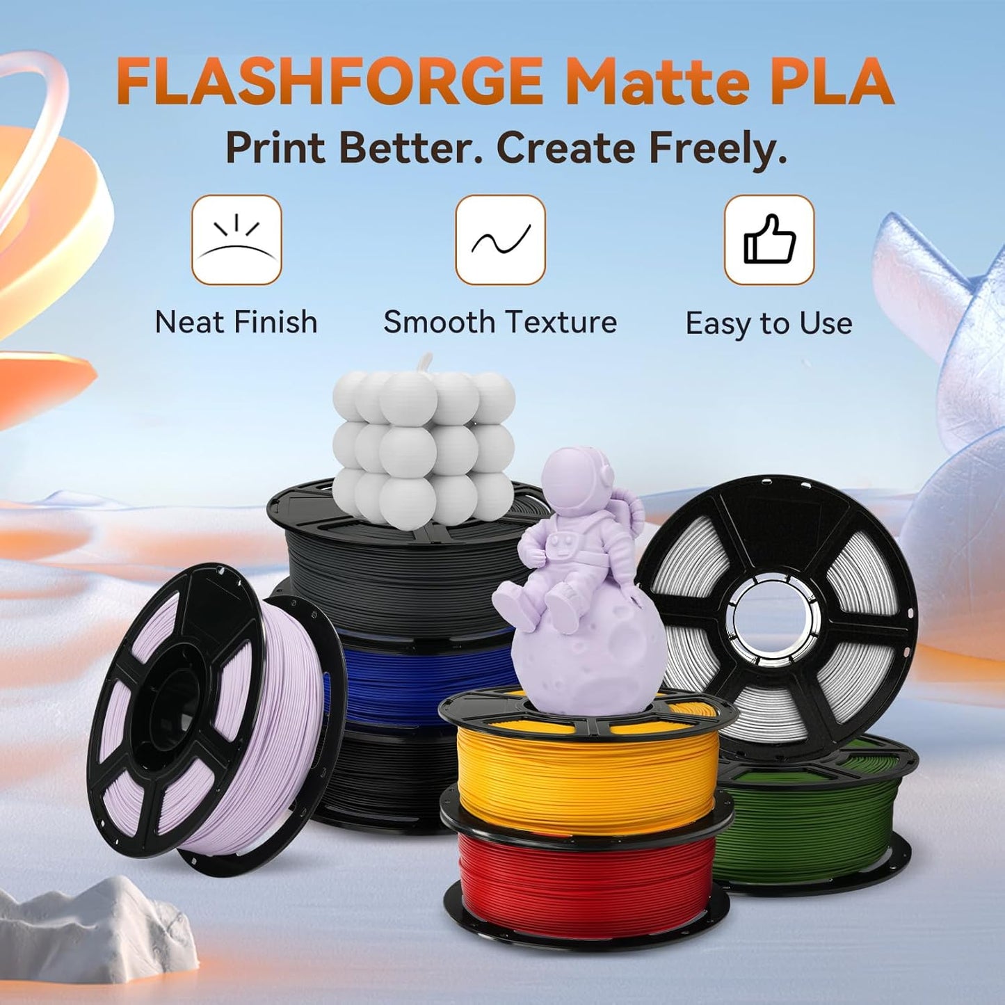 FLASHFORGE PLA Filament 1.75mm +/- 0.02mm, Matte Green 3D Printer Filament 1kg (2.2lbs) Spool, Excellent Printing Performance, Easy to Use for Most FDM 3D Printers