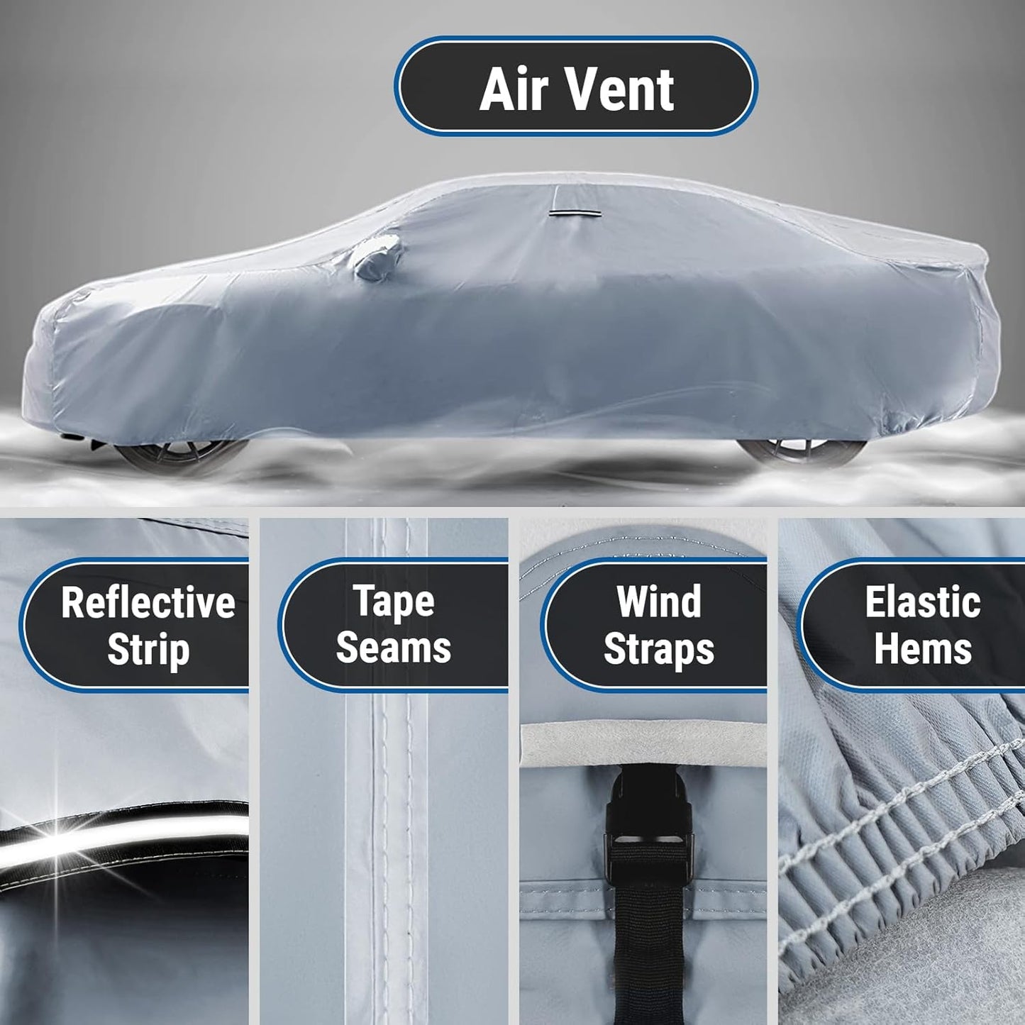 iCarCover Custom Car Cover for Chevy Lumina Sedan (1990-2001) Waterproof All Weather Rain Snow UV Sun Protector Full Exterior Indoor Outdoor Car Cover (Stripe - Gray/Black)