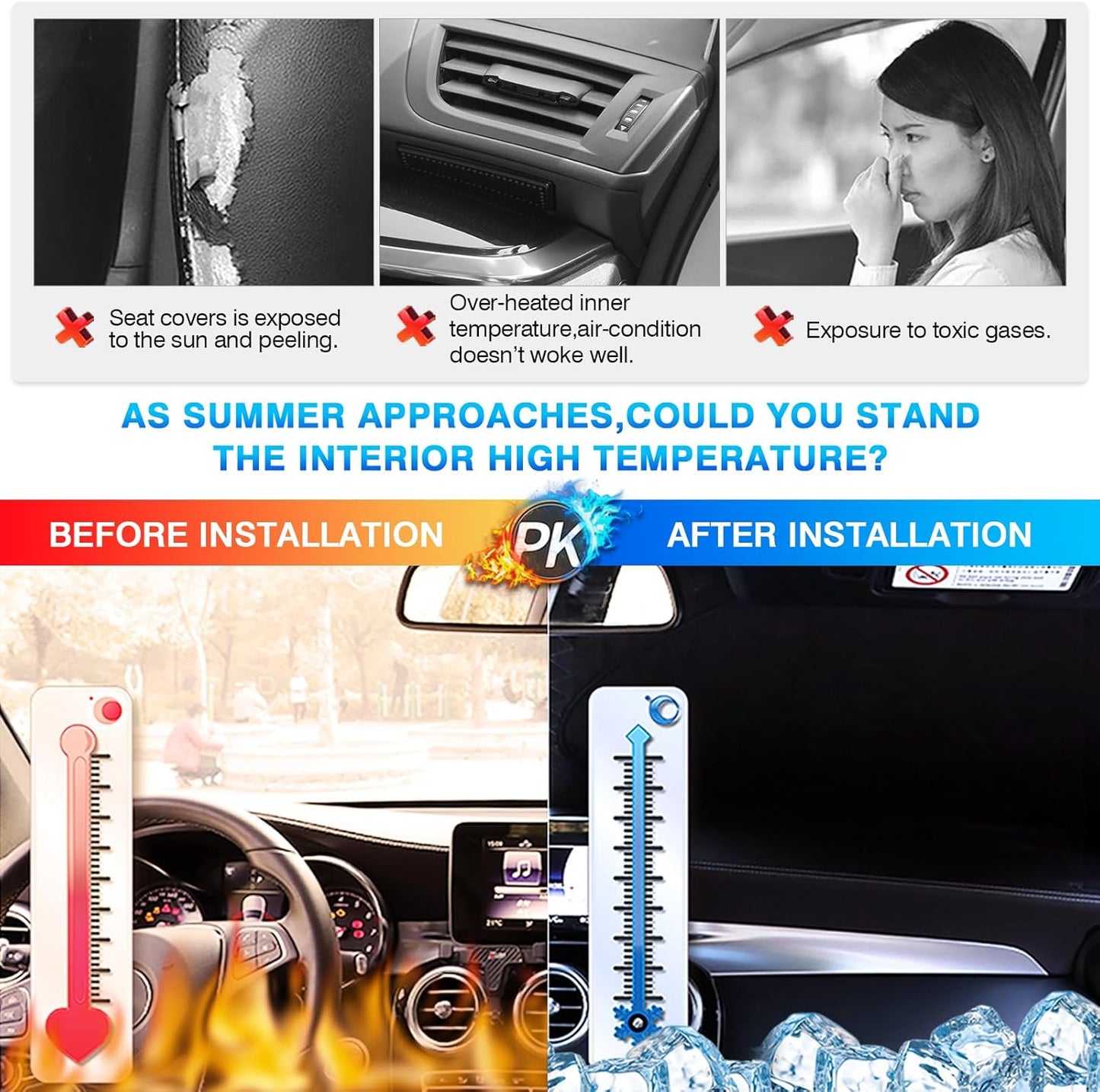 KUST Windshield Sun Shade for Lexus ES 2019-2024 2025 ES250 ES300h ES350 Accessories Custom Fit Sunshade Sun Visor Protector Foldable Blocks UV Rays Keep Your Car Cooler