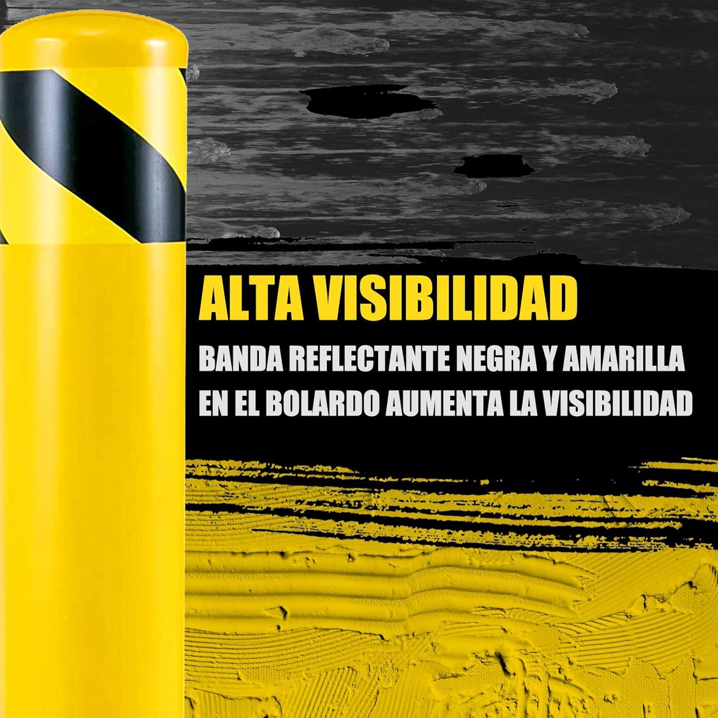Safety Bollard Post, Steel Bollards,Parking Bollard, Yellow Powder Coated Safety Parking Barrier Post, for Traffic Sensitive Areas (12, 42"H*3.5"D)