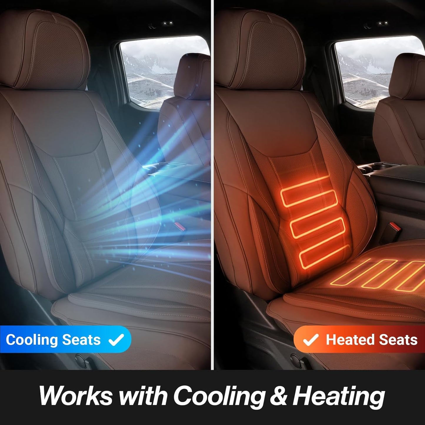 Coverland Custom Car Seat Covers Compatible with 2002-2010 Ram 1500 Quad Cab, Crew Cab - Premium Leather Non-Slip Waterproof Custom Interior Protector Full Set-Dark Brown [See Size Chart-Size X142]