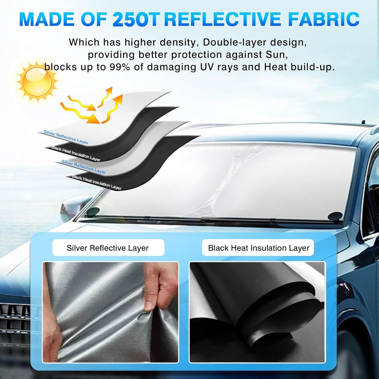 KUST Windshield Sun Shade for 2020-2024 2025 Hyundai Venue Accessories Custom Fit Sunshade Sun Visor Protector Foldable Blocks UV Rays Keep Your Car Cooler