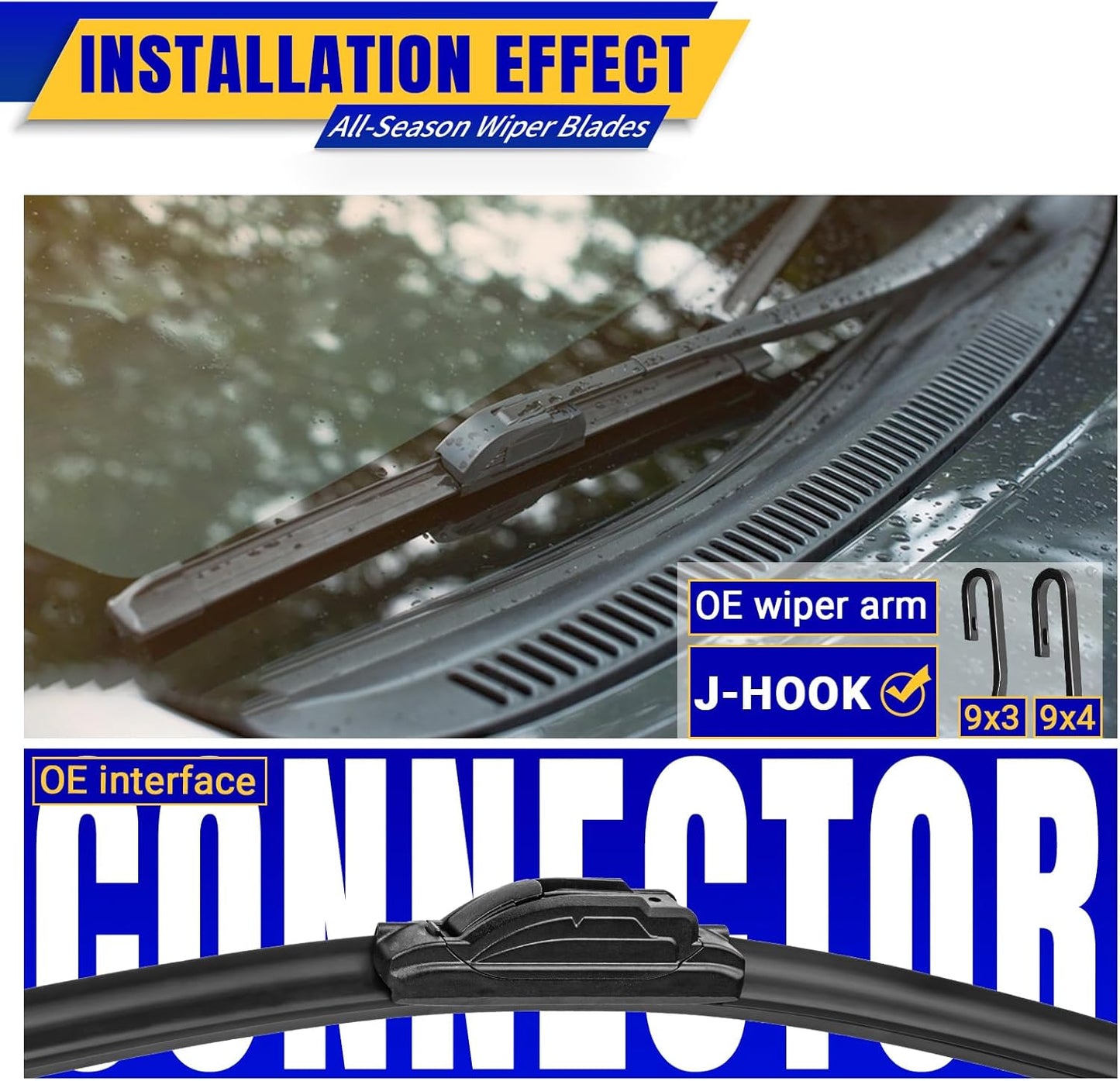 3 wipers Replacement for 2021-2024 Toyota Sienna, Windshield Wiper Blades Original Equipment Replacement - 26"/20"/12" (Set of 3) U/J HOOK