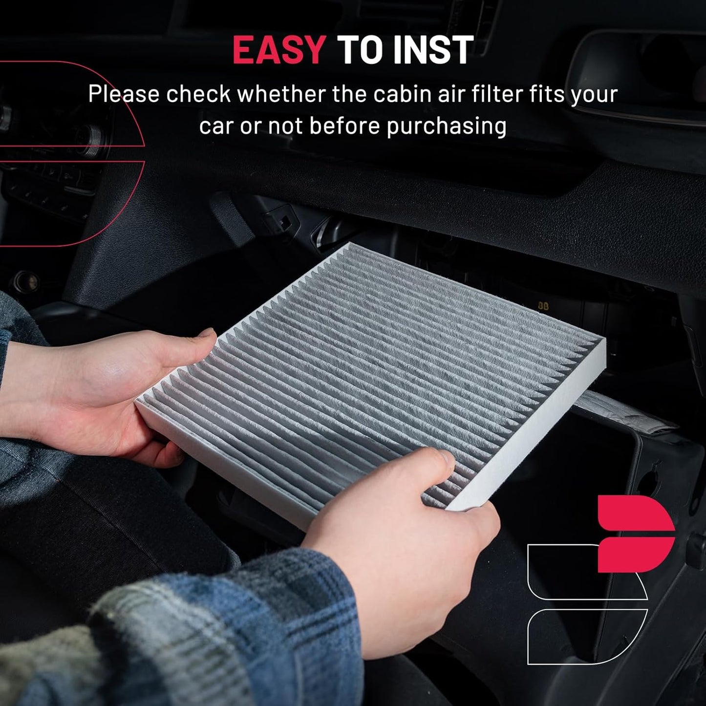 BDFHYK CF11924 Cabin Air Filter with Activated Carbon Compatible with Fiat 2012-2019 500 1.4L l4, 2012-2017 500 1.4L l4, Replace# CAF6185, CAF1896P, CF1249, CAF2140