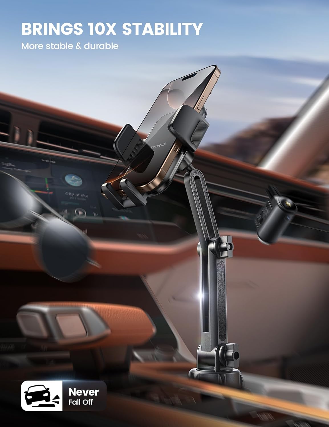 Lamicall Phone Holders for Your Car - [Thick Cases Friendly] Universal Adjustable Cell Phone Car Mount for Truck Golf Cart and All 4-7" inches Smartphones