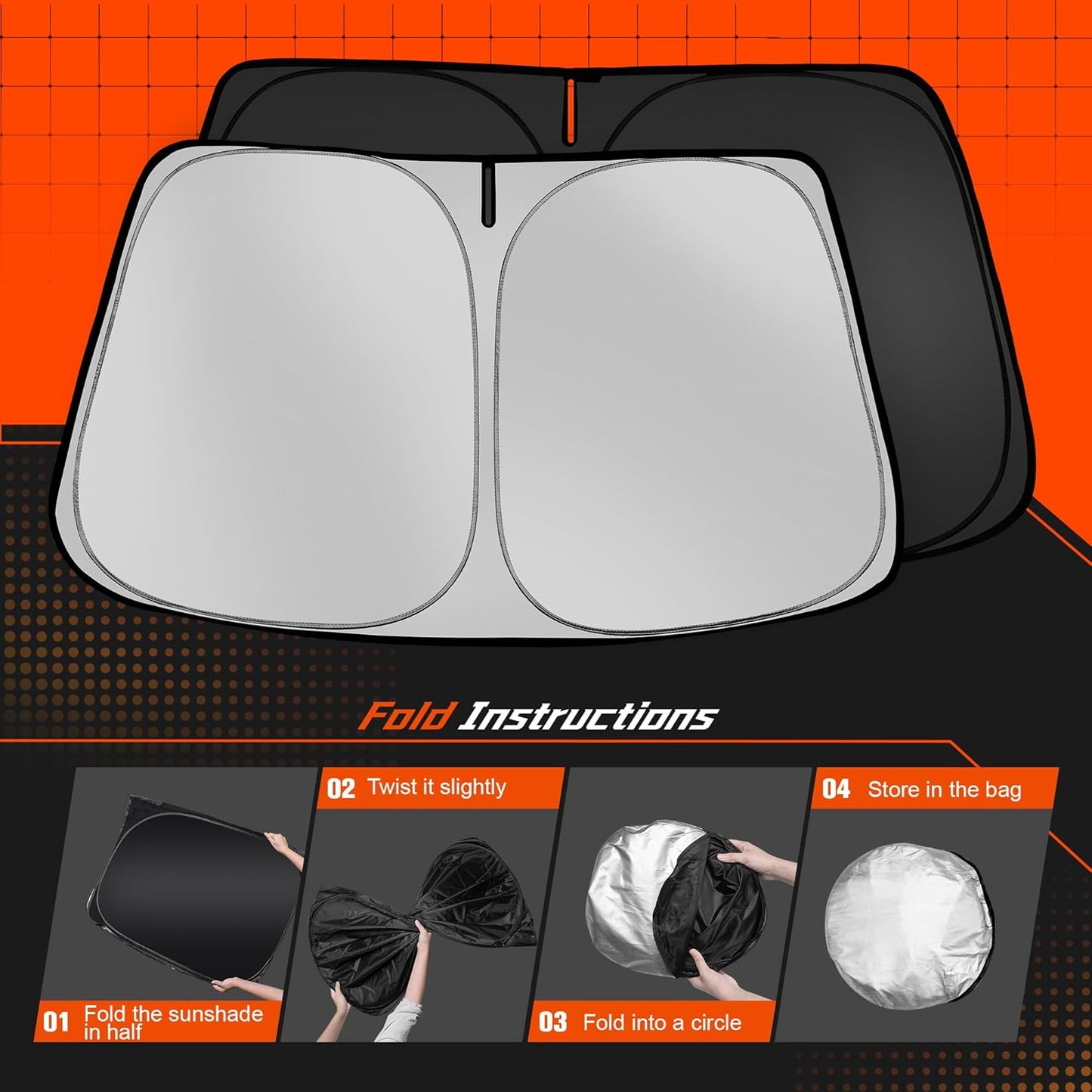 Custom Fit Windshield Sun Shade for HR-V 2023-2025 - Full Coverage, 210T Reflective Fabric, Double-Layer Design - Blocks 99% UV Rays, Keeps Car Cool, Easy to Install and Store