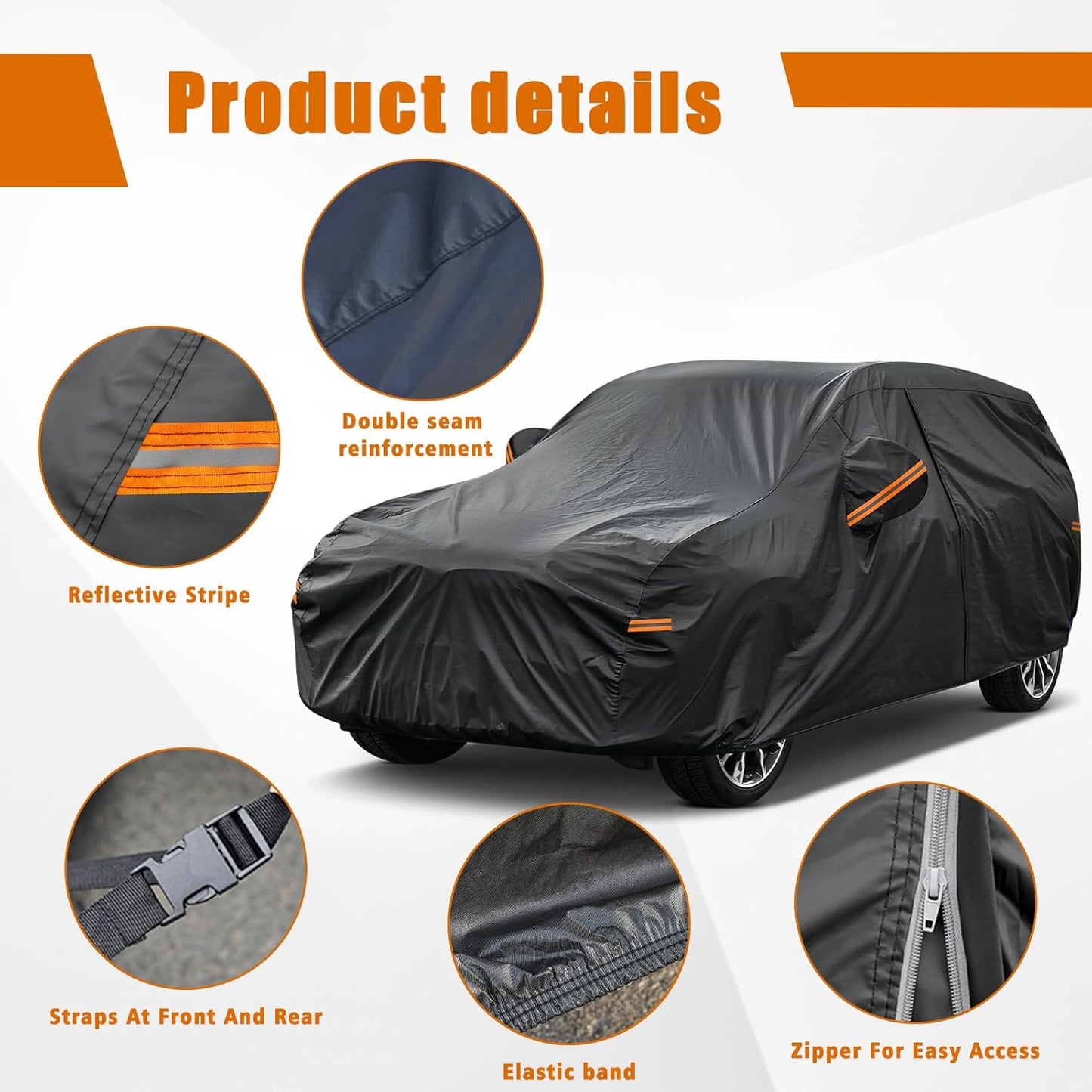 Kayme 7 Layers SUV Car Cover Custom Fit for Honda CRV CR-V (1995-2025), Waterproof All Weather for Automobiles,Rain Sun UV Protection.Black