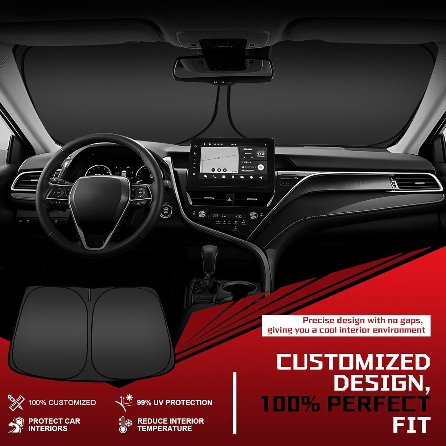 Windshield Sun Shade for 2011-2019 Ford Explorer SUV Foldable Sun Sunshade for Car Front Window Blocks UV Rays and Heat Automotive Interior Protector Custom Fit Accessories