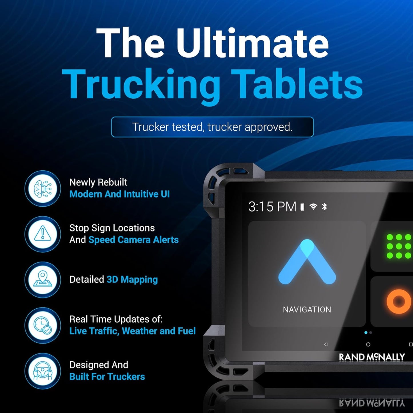 Rand McNally RANDTAB7 7-inch GPS Truck Navigator with Industry's Best Custom Trucking Routes, Rand Navigation 2.0 with 2025 Maps