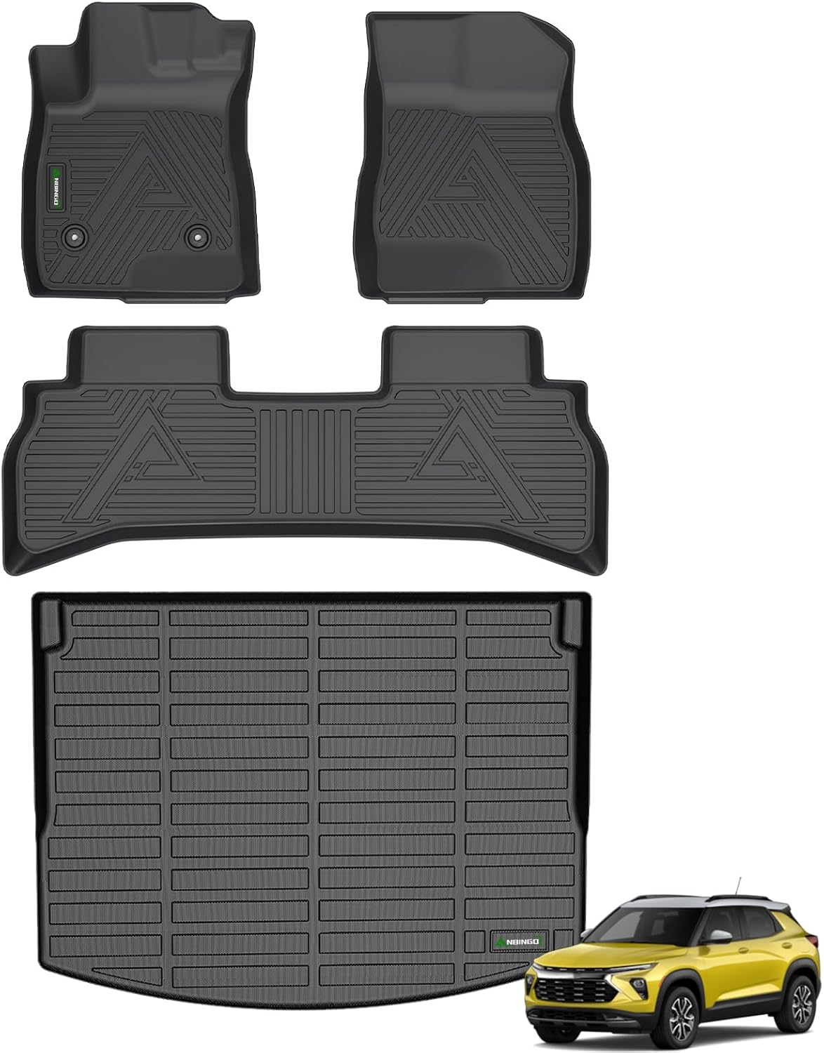 ANBINGO® Floor Mats for Chevrolet Chevy Trailblazer FWD 2026 2025 2024 2023 2022 2021 & Cargo Liner for Trailblazer FWD (Cargo Tray in Upper Deck Position) Set - Black