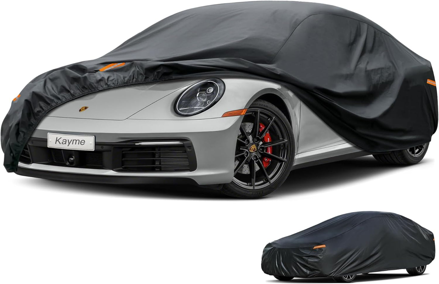 Kayme 7 Layers Coupe/Sedan Car Cover Waterproof All Weather for Automobiles, Outdoor Full Cover Sun UV Protection, Universal Fit for Porsche 911 Carrera S 4S, Chevy Corvette C4 C5 C6 C7(178-185 inch).