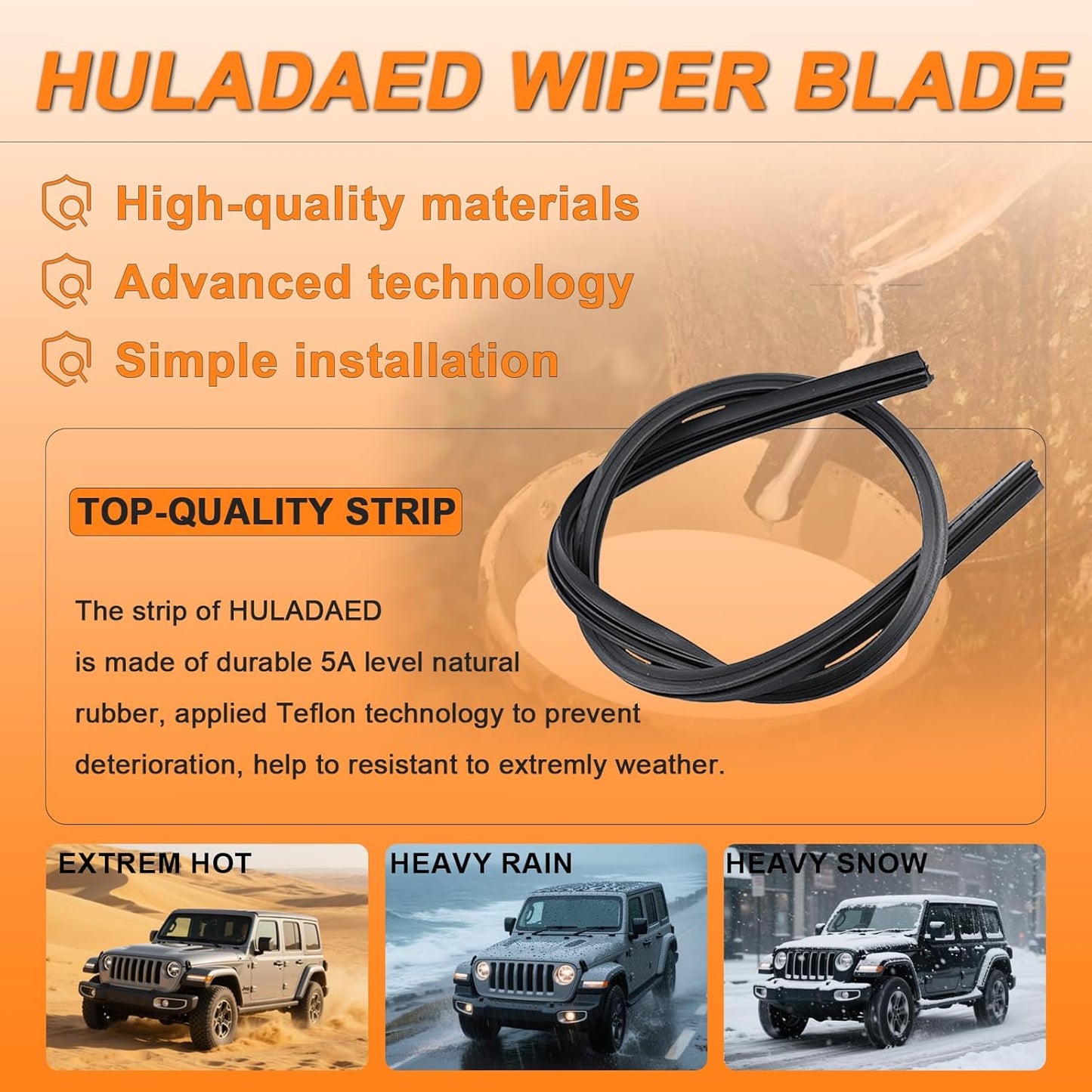 HULADAED® 26'' 18'' 12'' Windshield Wipers Replacement for Mitsubishi Outlander 2014-2020 Nissan Murano 2024-2015 Infiniti QX50 Acura RDX 2021-2019,Silicone Front Rear Wiper blades for MY Car(3 PACK)