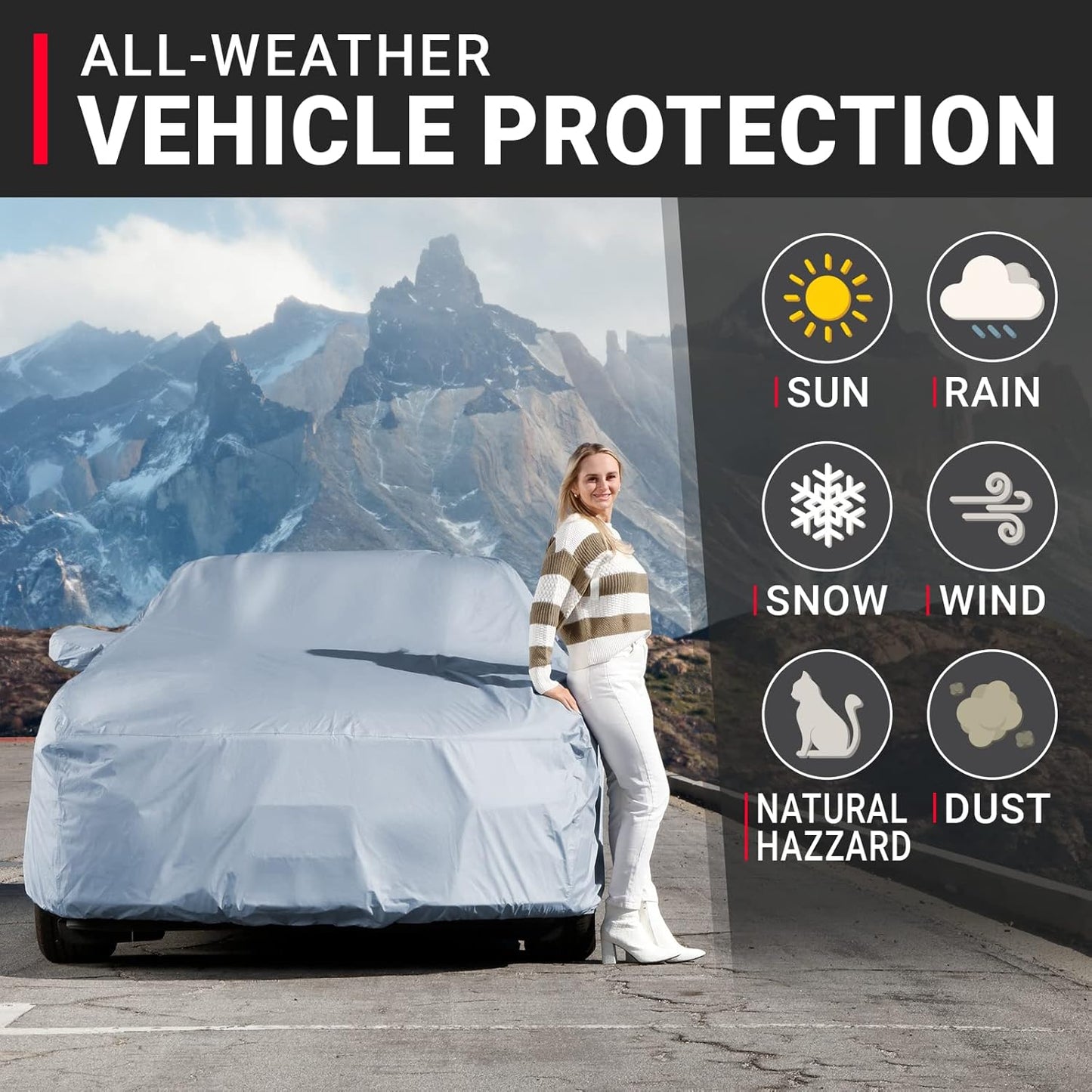 iCarCover Premium Car Cover for 2017-2019 Chevy Cruze Hatchback Heavy Duty Waterproof All Weather Automobiles Custom Fit Indoor Outdoor UV Snow Protection Covers with Straps and Bag