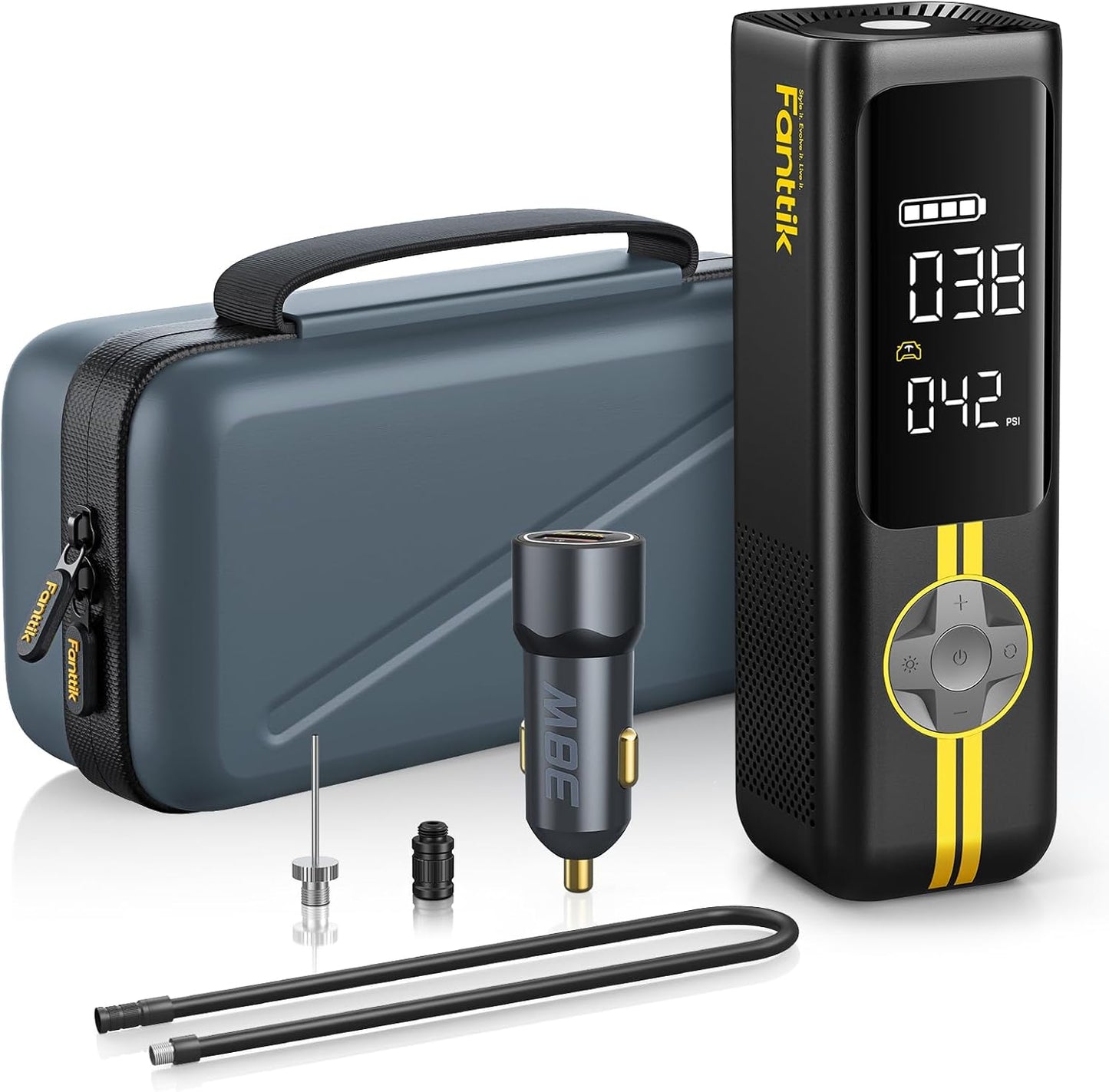 Fanttik X8 APEX EV Tire Inflator Portable Air Pump, 2X Faster Inflation, 150PSI Cordless Air Compressor with Powerful Battery, Fits Electric Cars, Cars, Motorcycles, Bikes, Balls, Deluxe Package