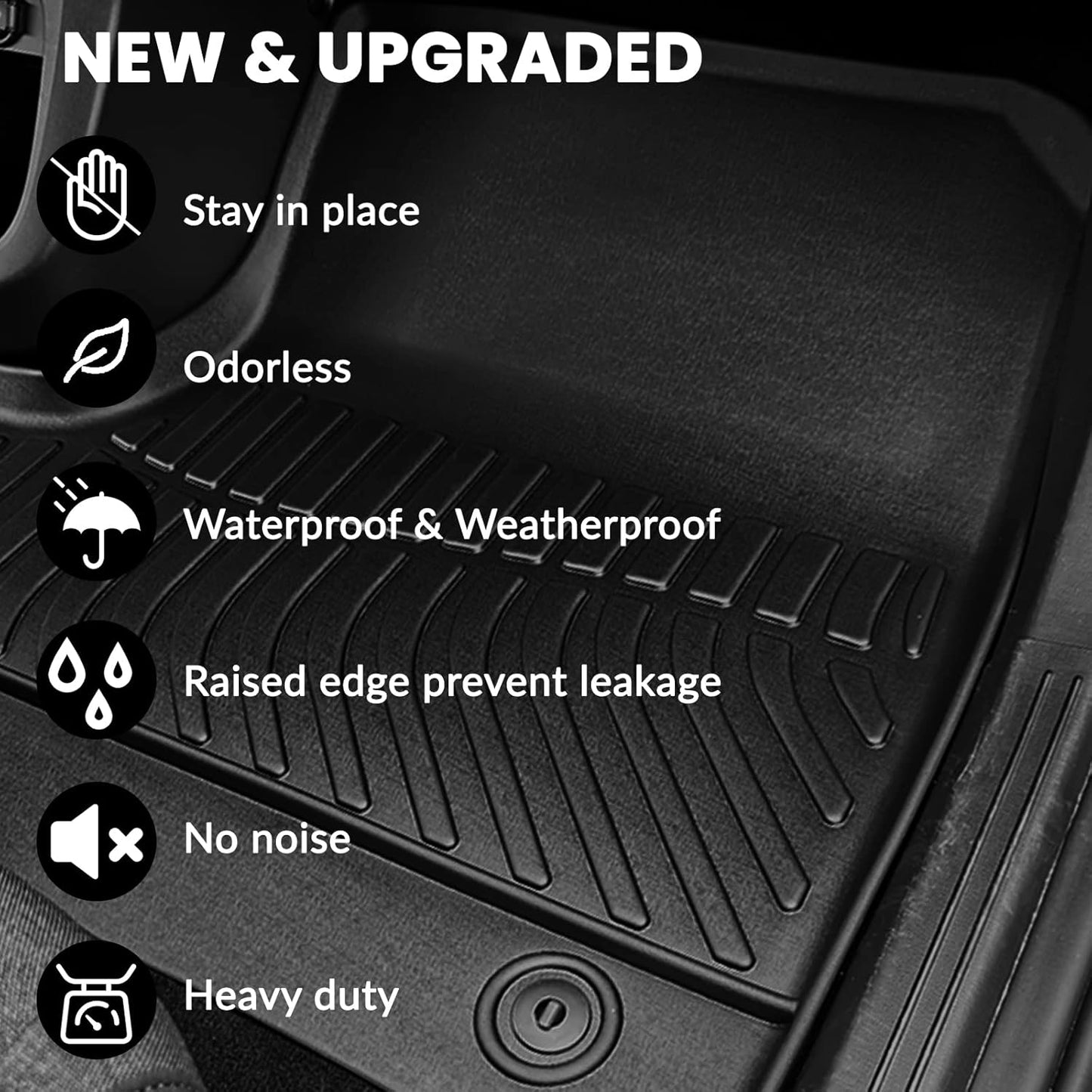 Auxko All Weather Floor Mats Cargo Mat with Backrest Mat for 2023-2025 Honda Pilot TPE Liners Accessories Guard Odorless Anti-Slip Floor Liners & Trunk Liner with Back Seat Protectors for Honda Pilot