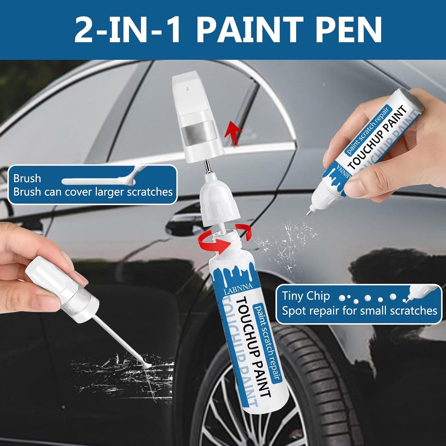 Barcelona Red Pearl(3R3) Touch Up Paint for Toyota-Exact Match 2 in 1 touchup Paint Pen for Chips and Nicks Repair Car Paint Scratch Repair Kit