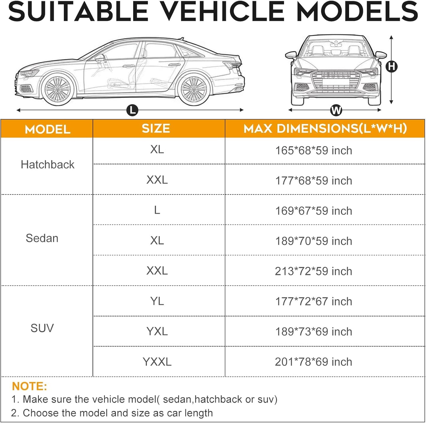 Sedan Car Cover Waterproof All Weather for Automobiles，Outdoor Heavy Duty Full Exterior Covers with Zipper Door, Rain Sun Snow Dust UV Protection, Windproof Straps & Reflective Strips(Up to 189")