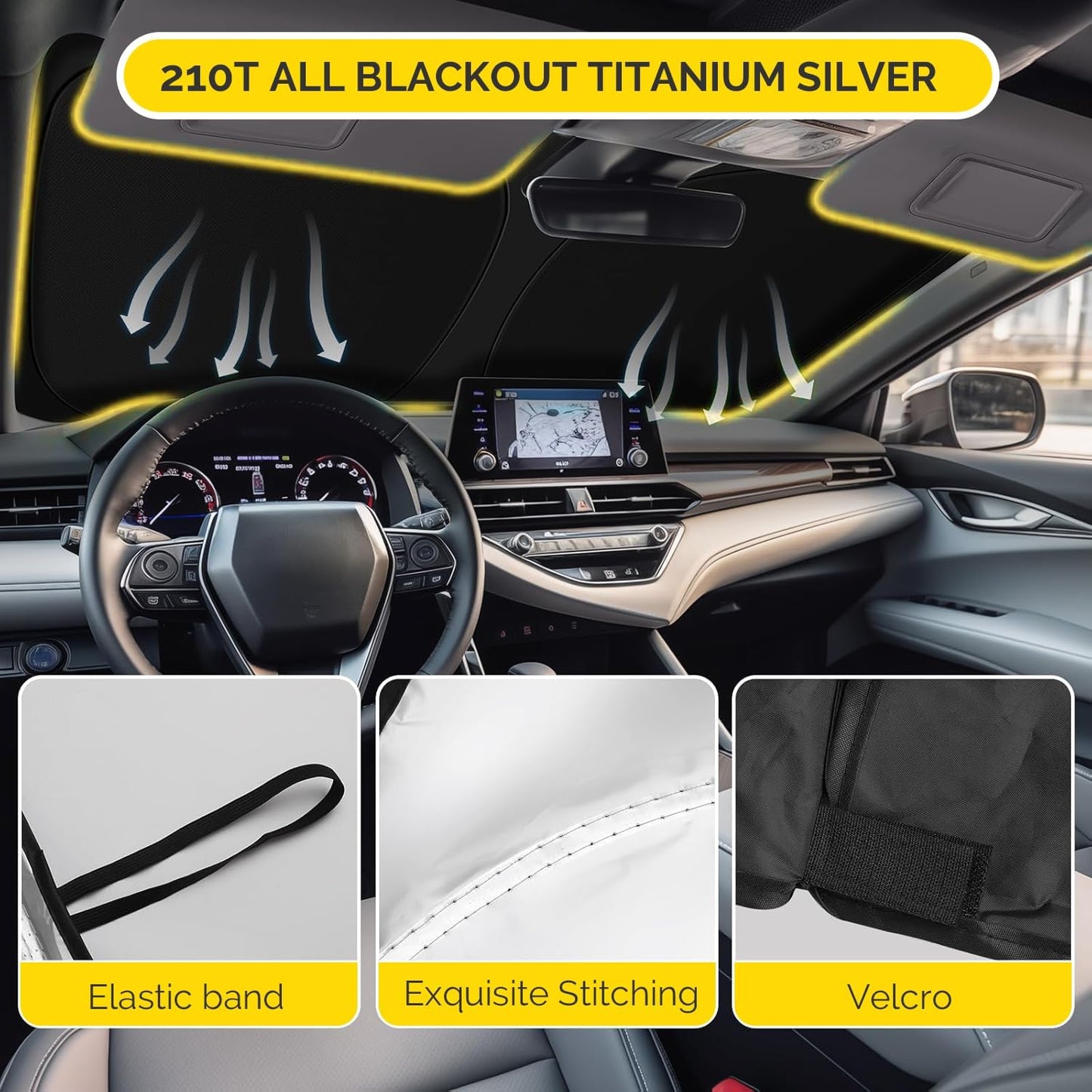 Car Windshield Sun Shade Compatible with 2011-2020 Toyota Sienna Accessories Sunshade Custom Foldable Windshield Sun Visor