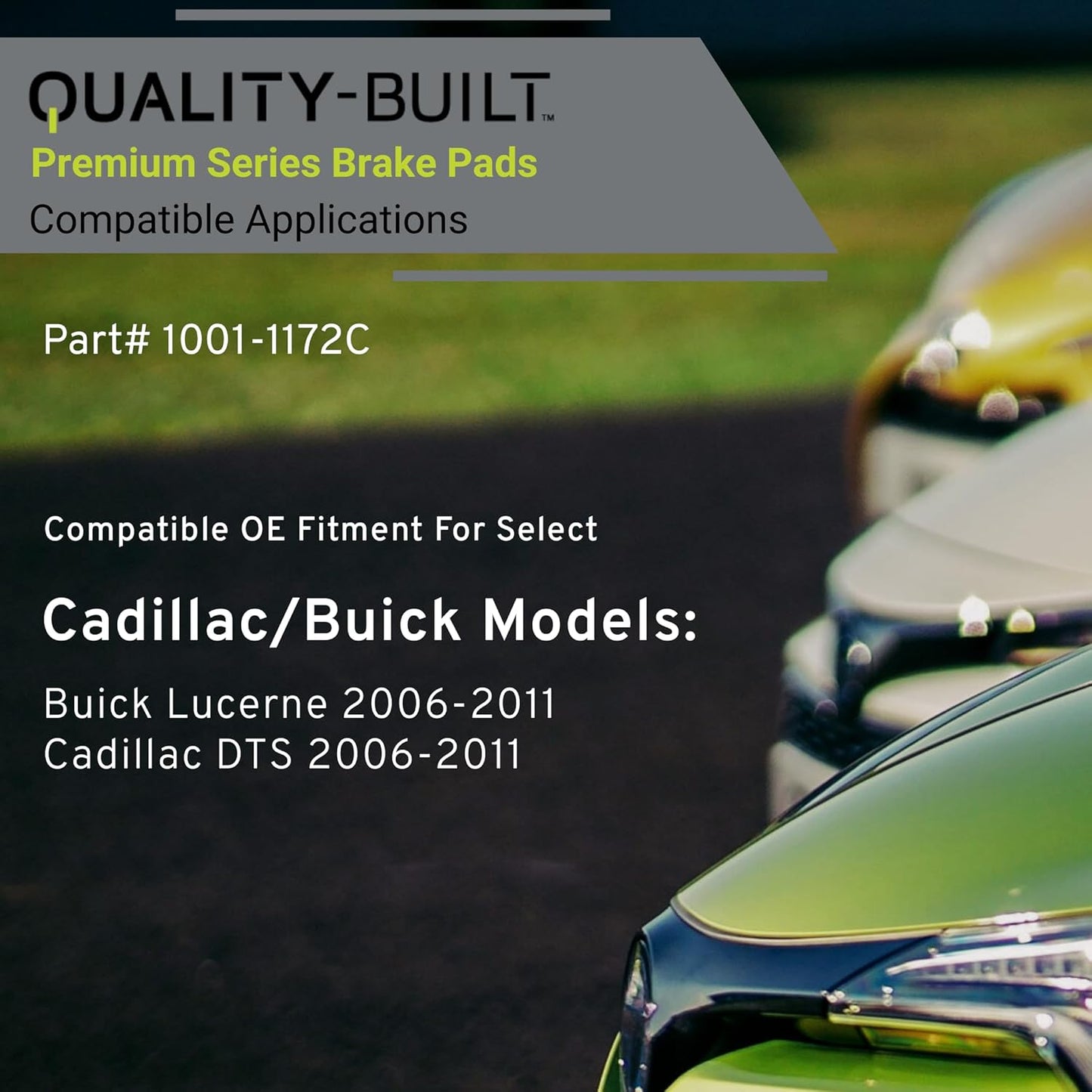 Premium Ceramic Rear Brake Pads (1001-1172C) Compatible with Buick Lucerne 2006-2011, Cadillac DTS 2006-2011