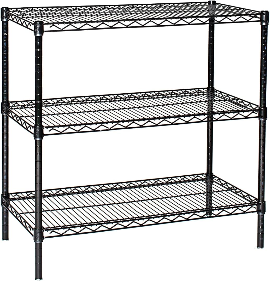 Omega 18" Deep x 60" Wide x 36" High 3 Tier Black Starter Shelving Unit