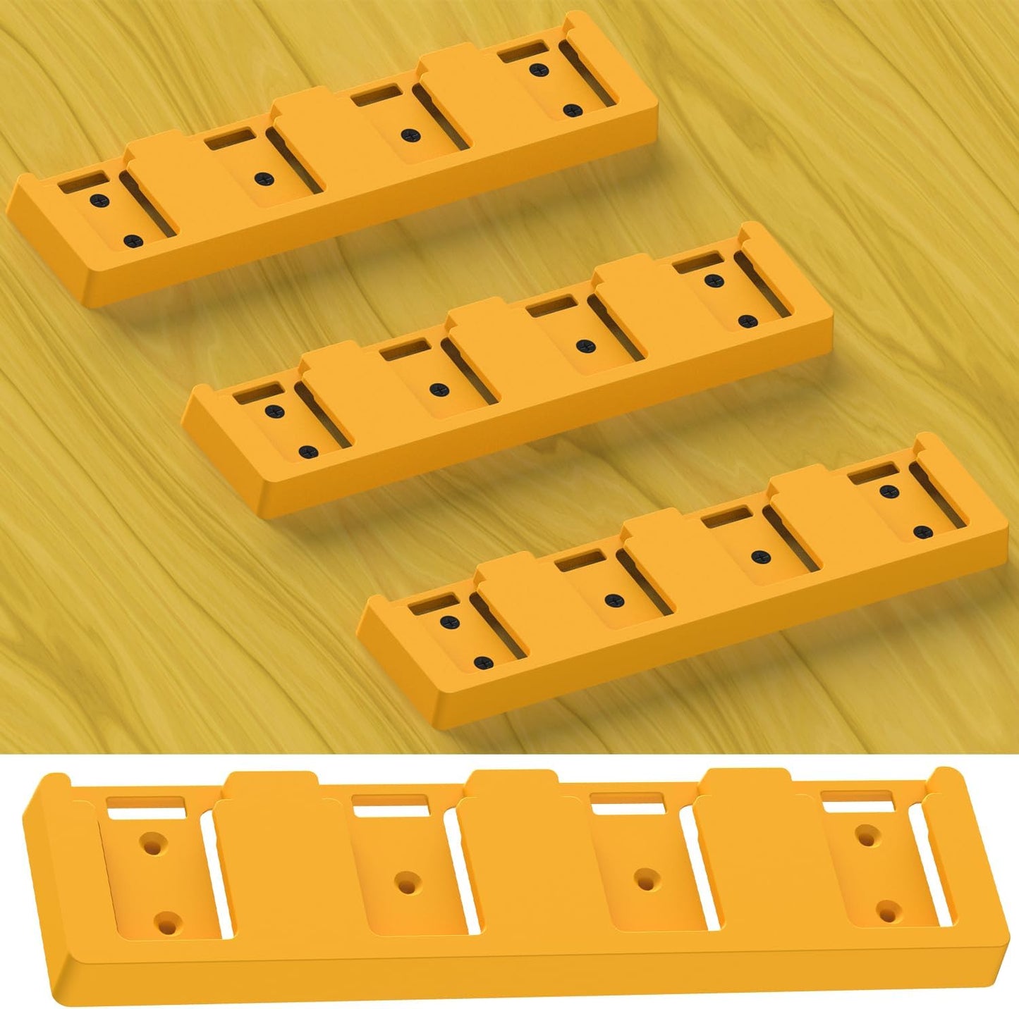 Battery Rack Compatible with DeWalt 20V Battery Holder, Mount 4 Slot Bulk Battery Garage Tool, Tools for Dewallt 20v, Wall Display Hook Holder (Black-4pc)