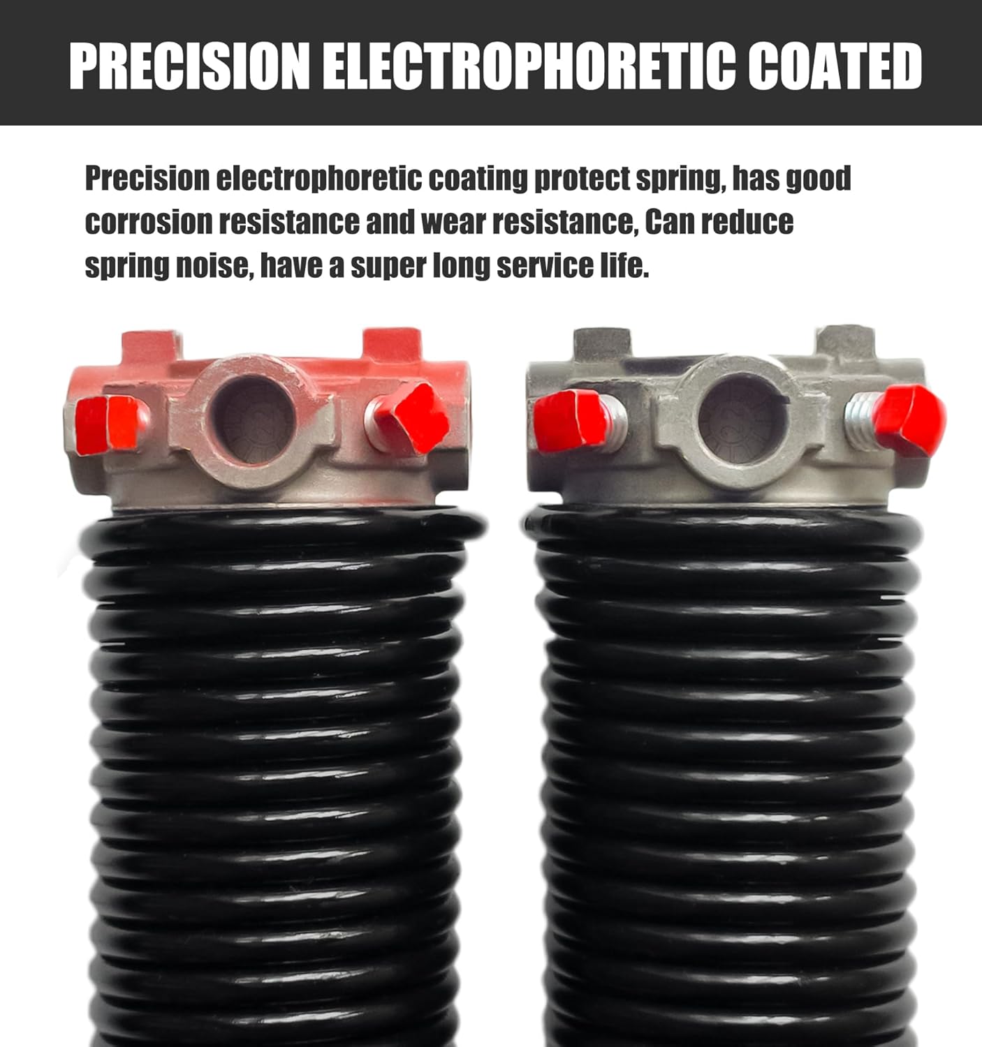 Garage Door Torsion Spring Set, Pair of 2" Electrophoresis Coated Garage Door Spring Replacement with 2 Non-Slip Winding Bars and Bearing, Minimum 16000 Cycles (.225x2x26")