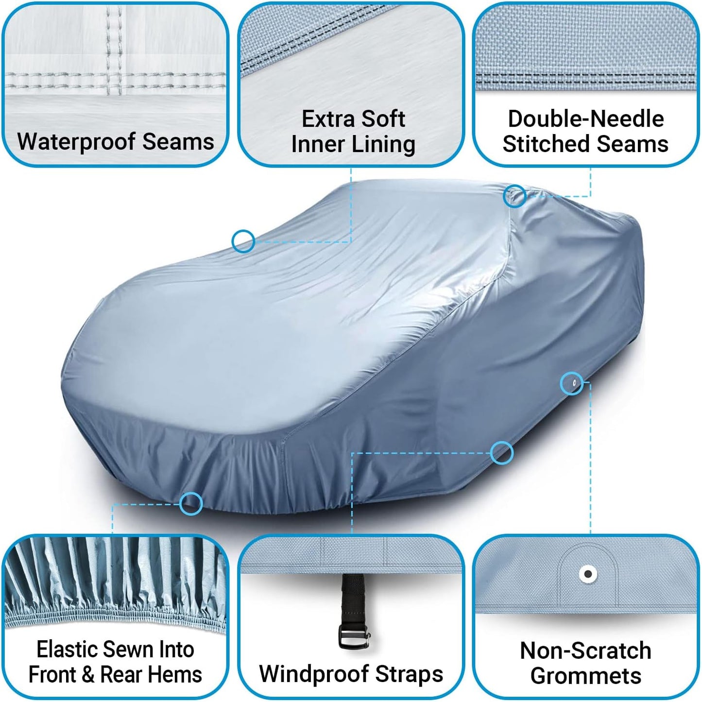 iCarCover Premium Car Cover for 1975-1981 Chevy Monza 2+2, Hatchback Heavy Duty Waterproof All Weather Automobiles Custom Fit Indoor Outdoor UV Snow Protection Covers with Straps and Bag