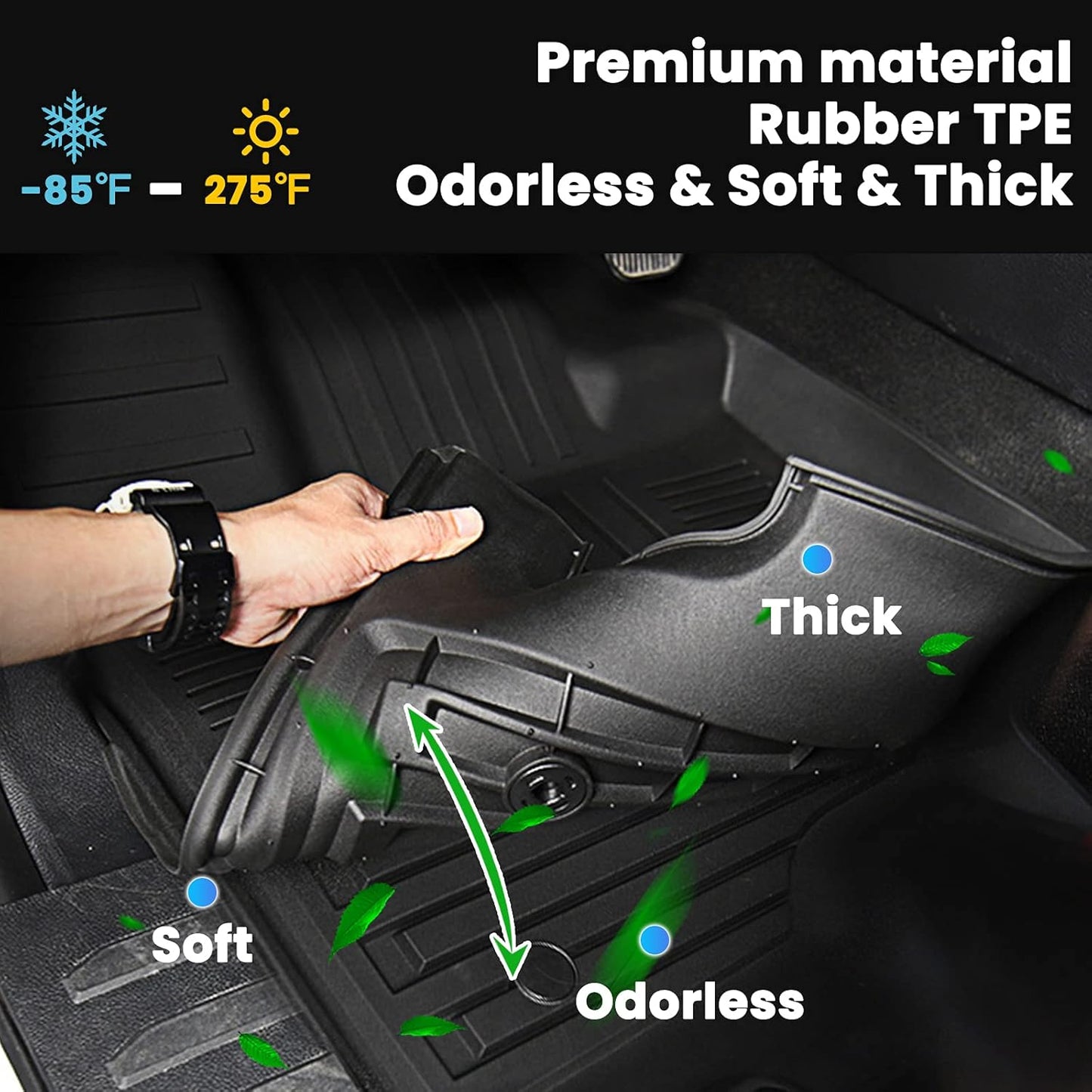 Auxko All Weather Floor Mats Cargo Mat Fit for 2025 2026 Honda Civic Hybrid Sedan TPE Liners Accessories All Season Guard Odorless Anti-Slip Floor Mats Trunk Mat for Honda Civic Hybrid Sedan Black