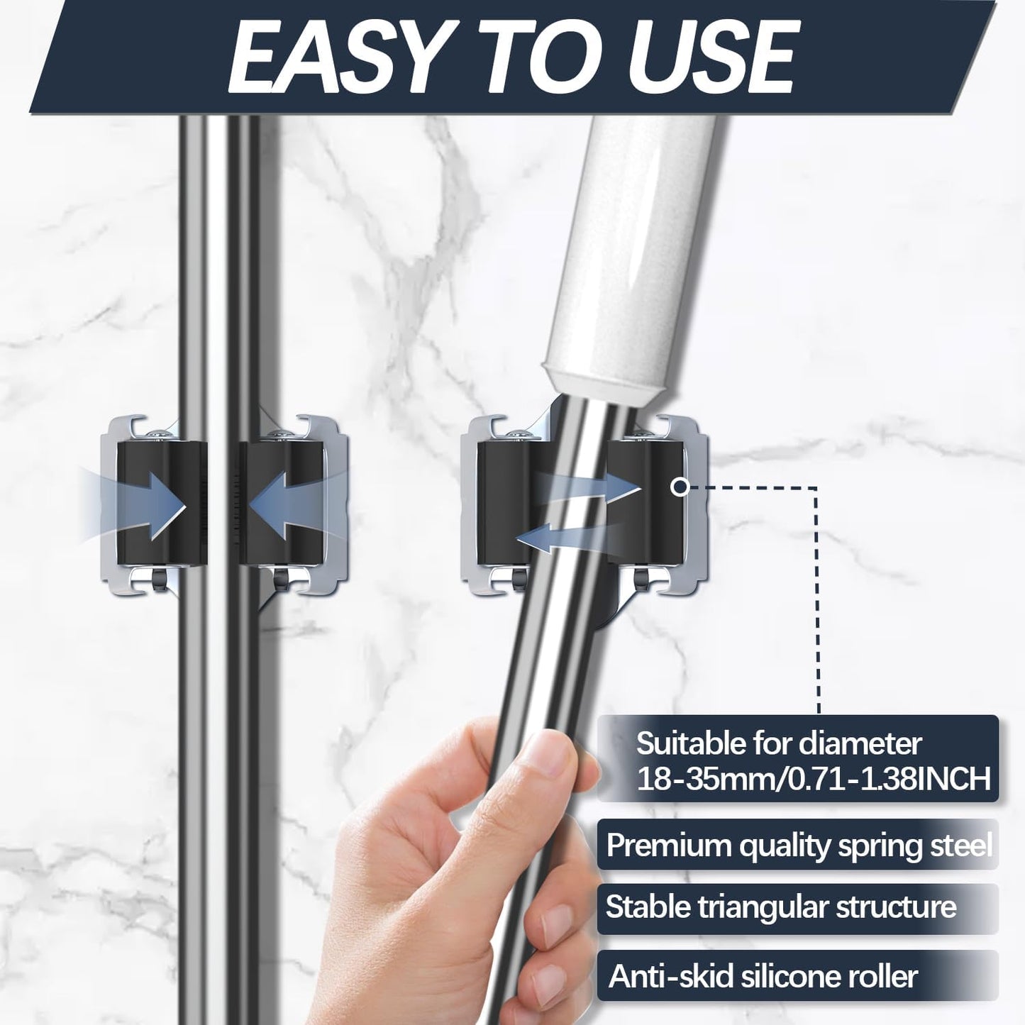 3-H Mop and Broom Holder Big Size Hanging 1 KG Extra,45 Pack Broom Hanger Wall Mount for Hanging and Organizing Shove Rake Yard Tools in Shed Kitchen Laundry Room Bathroom Garden(Black)