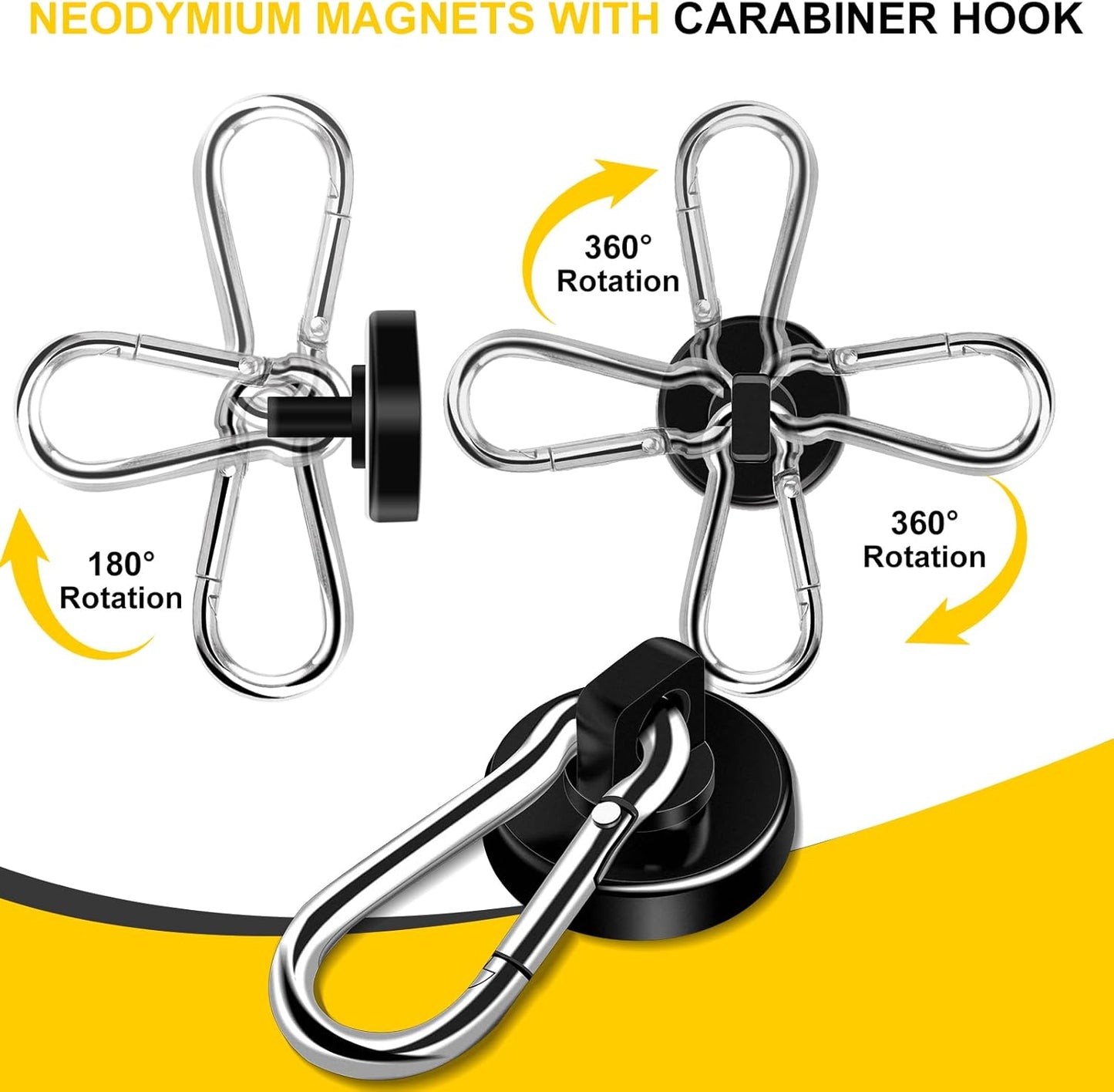 DIYMAG Black Magnetic Hooks,70LBS Strong Heavy Duty Neodymium Magnet Magnetics Hook for Hanging at Home, Office Locker, Workplace, Refrigerator, Cruise Ship or Travel, 15Pack