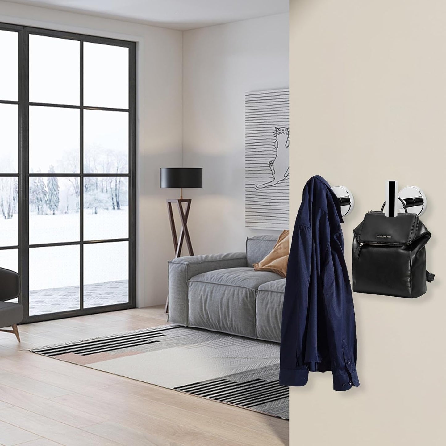 NearMoon Bath Towel Hooks- SUS 304 Stainless Steel Robe Hook Holder, Heavy Duty Coat Hook for Bathroom Livingroom Hotel Kitchen Garage, Wall Mounted (Chrome Finish, 16 Pack)