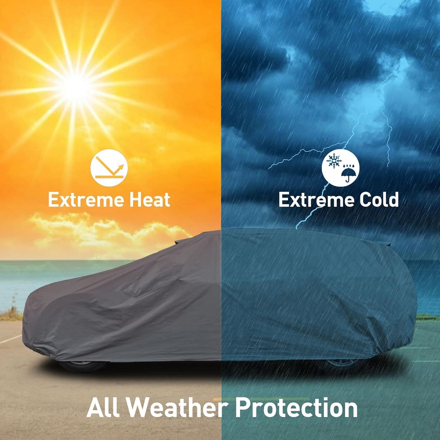 USCarCover Supreme All Weather Protection, Breathable Car Cover for Jeep CJ3 1959-1964 SUV Upgraded Fabric Pollution, Dust, Sun, Snow, Rain