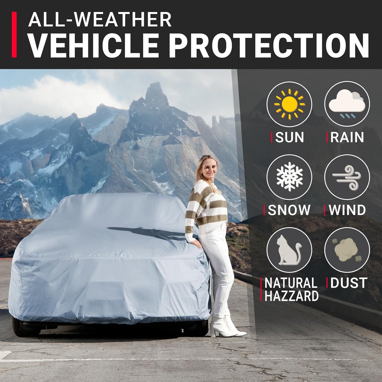 iCarCover Premium Car Cover for 1950-1957 Chevy Bel Air 2-Door, 4-Door Heavy Duty Waterproof All-Weather Automobiles Custom Fit Indoor Outdoor UV Snow Protection Covers with Straps and Bag