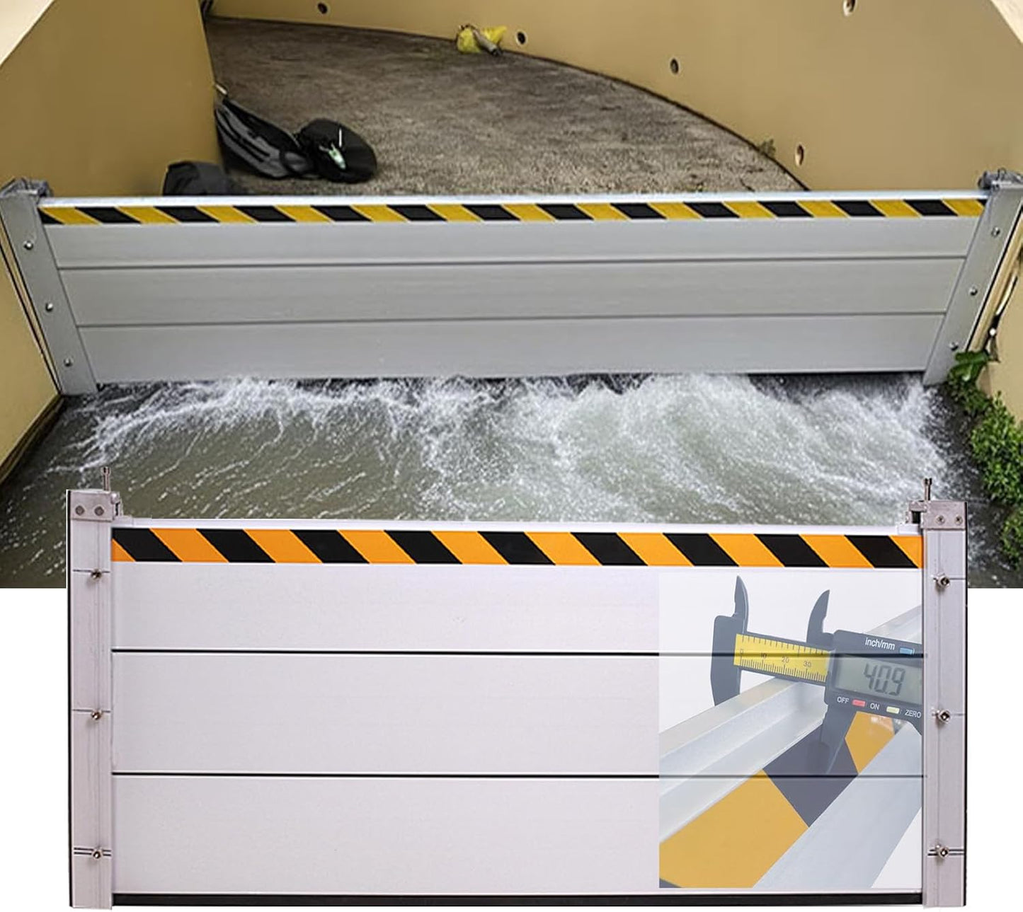 Reusable Heavy Duty Aluminum Flood Barriers for Home Exterior, Flood Protection Barriers Water Barrier Door Quick Detachable Garage Doors Detachable Mobile Rain Water Baffle ( H 23.6 inch L 10FT)