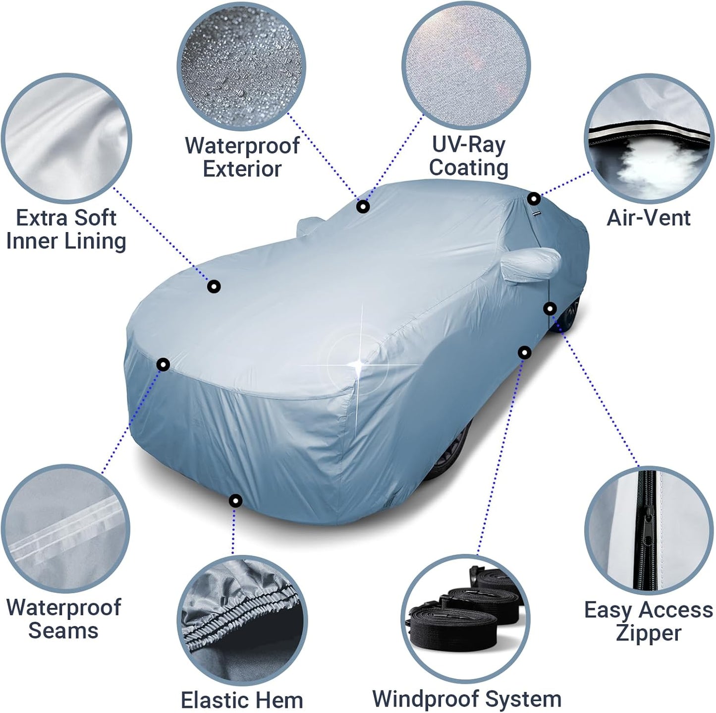 iCarCover Premium Car Cover for 1946-1960 Chevy Sedan Delivery Heavy Duty Waterproof All-Weather Automobiles Custom Fit Indoor Outdoor UV Snow Protection Covers with Straps and Bag