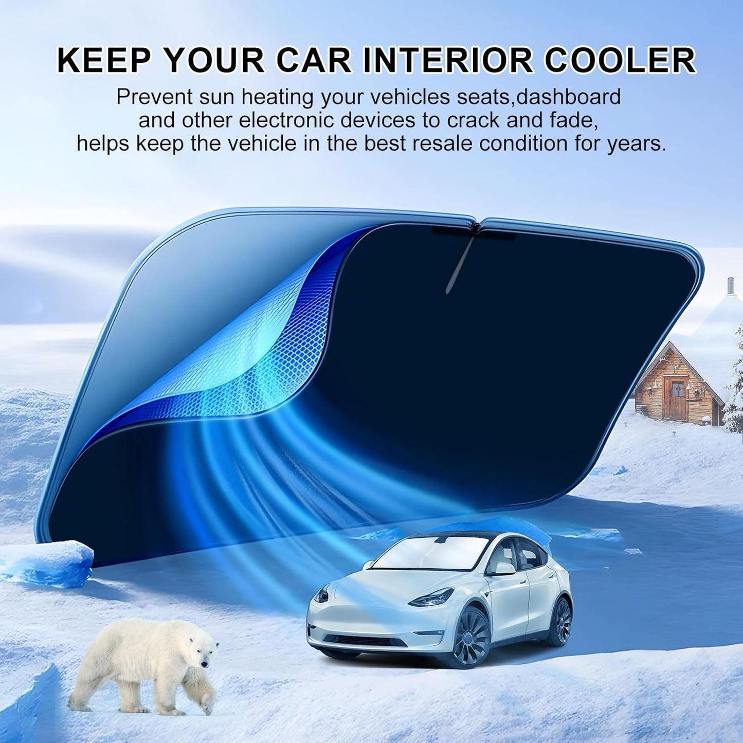 T TGBROS Windshield Sun Shade for 2019-2024 2025 GMC Sierra 1500 2500 3500 SLT, AT4, Denali Accessories Foldable Custom Fit Sun Shield Reflective Polyester Sun Visor Cover Sun Protection