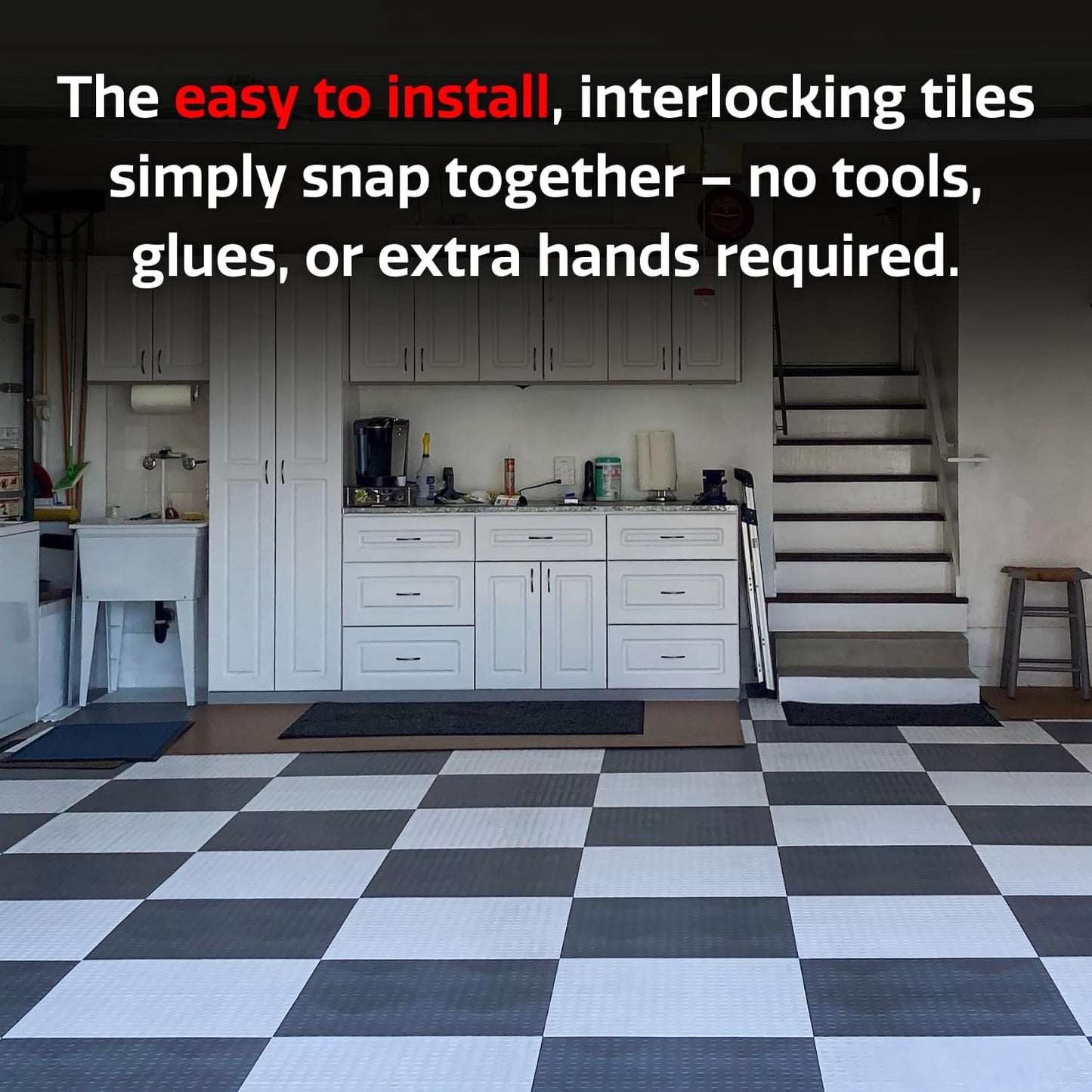 Big Floors GarageDeck Coin Pattern, Durable Copolymer Interlocking Modular Non-Slip Garage Flooring Tile (Beige, 48 Pack of 12 x 12" Tiles)