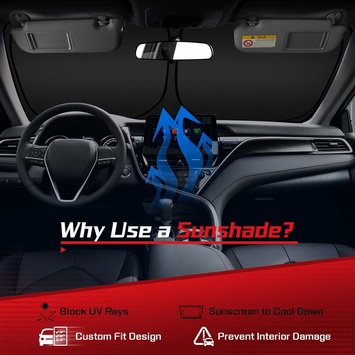 ARISMOTOR Windshield Sun Shade for Mazda 6 2014-2021, Custom Fit Foldable Front Window Sunshade Sun Visor Protector, Block UV Rays Keep Your Car Cooler