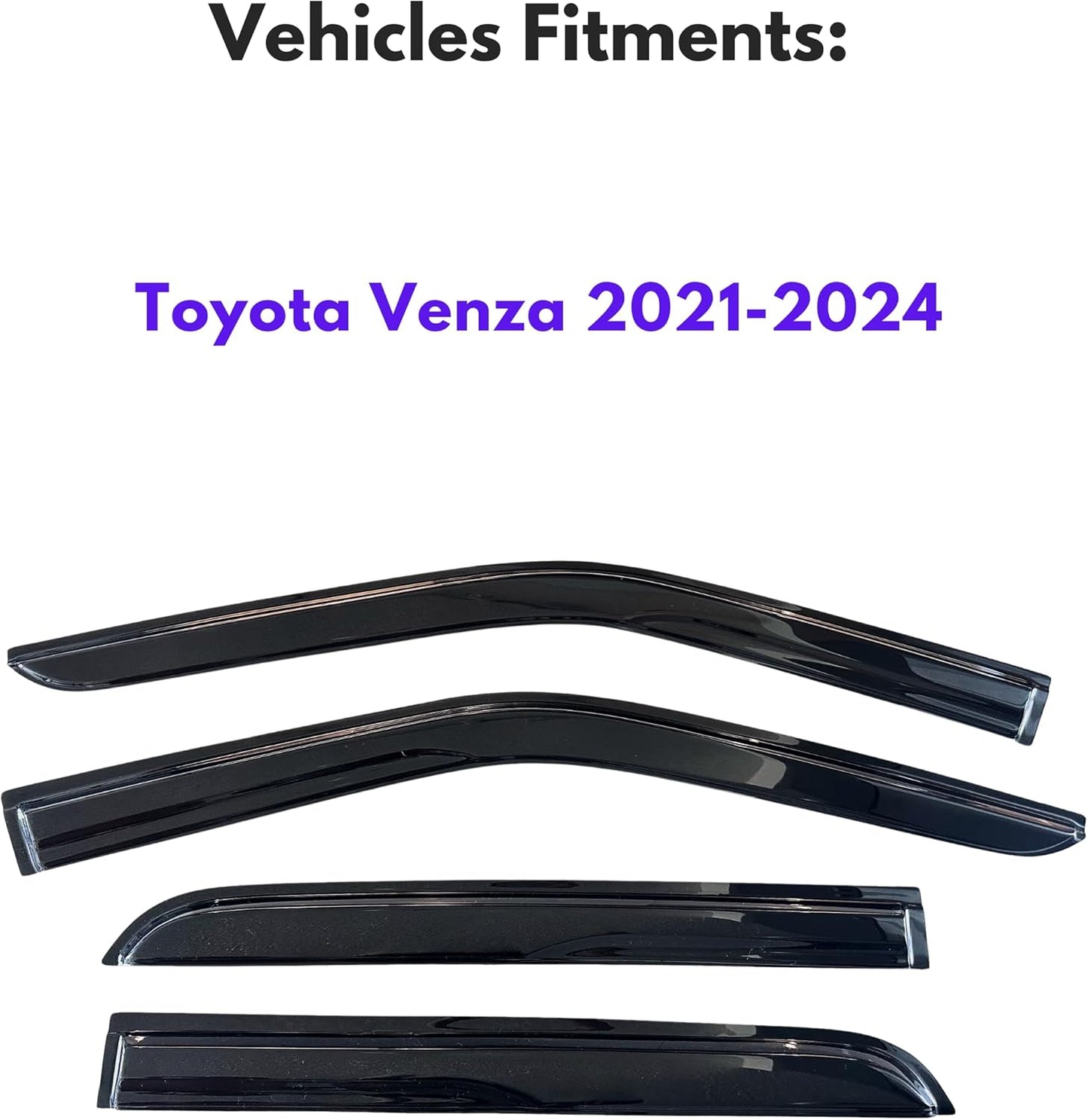 KPY Window Visor Compatible with Toyota Venza 2021-2024, 4PC Rain Guard Side Window Vent Deflectors Tape-On Mugen Style, 2021 2022 2023 2024
