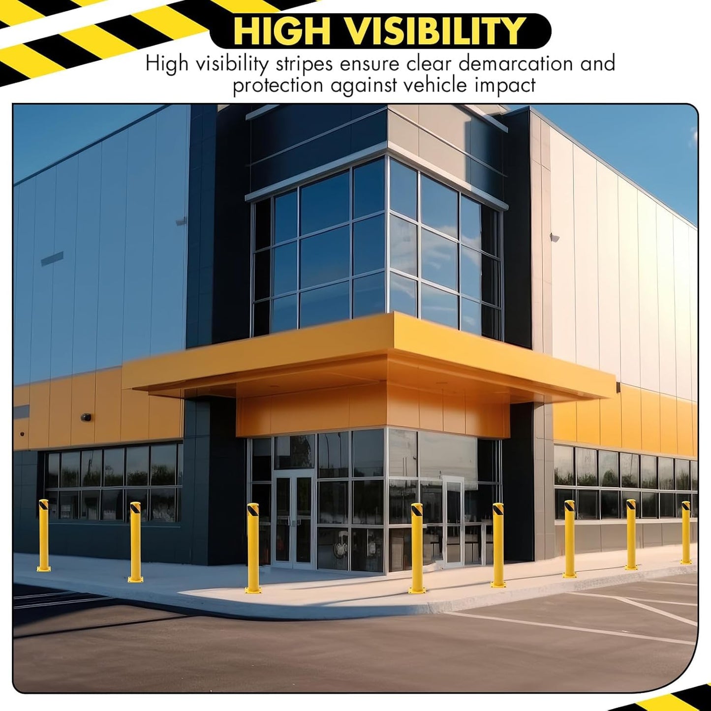 4 Pack Safety Bollard Post, 48 Inch Height 4.5 Inch Diameter Yellow Pipe Safety Steel Bollards with Anchor Bolts and Wrench, Steel Bollards for Road Warning Construction Traffic Control