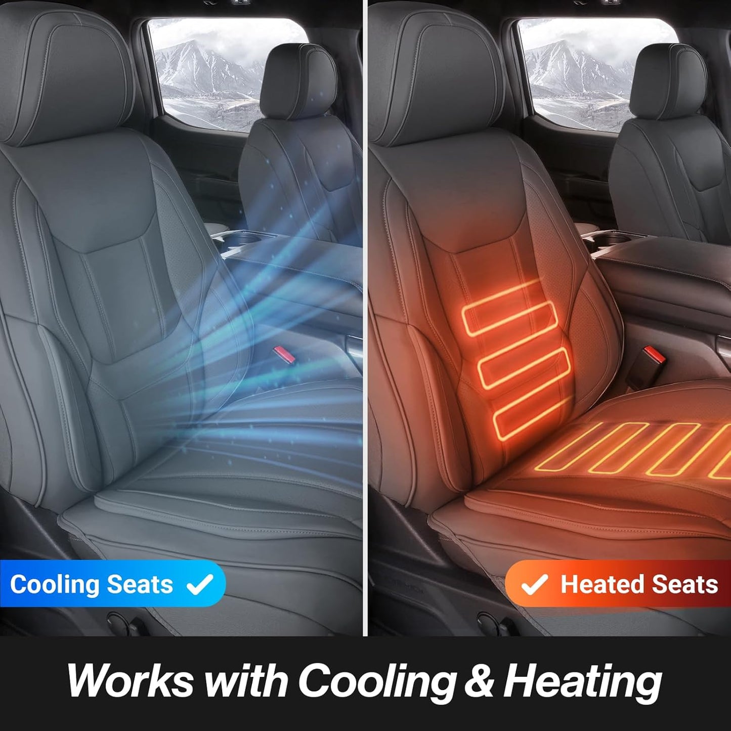 Coverland Custom Car Seat Covers Compatible with Titan, Tundra - Premium Leather Non-Slip Memory Foam Waterproof Cover Custom Fit Interior Protector Front Seat-Dark Gray [See Size Chart-Size A14]