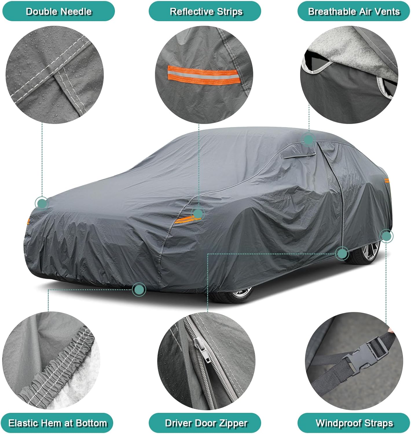 Premium Car Cover Custom Fit GMC Yukon (2006-2025), not fit Yukon XL, 16 Layers Heavy Duty Car Cover Waterproof All Weather with Zipper Door for Sun Rain Snow Dust Uv Protection