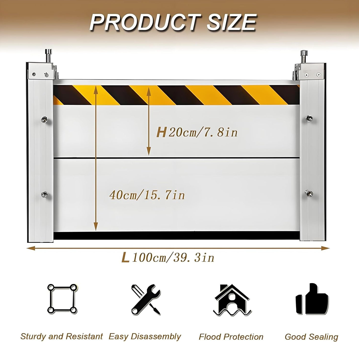 Flood Barriers for Home Exterior,Aluminum Alloy Outdoor Garage Doors Water Barriers for Flooding(H23.6Inch,L17.5FT)