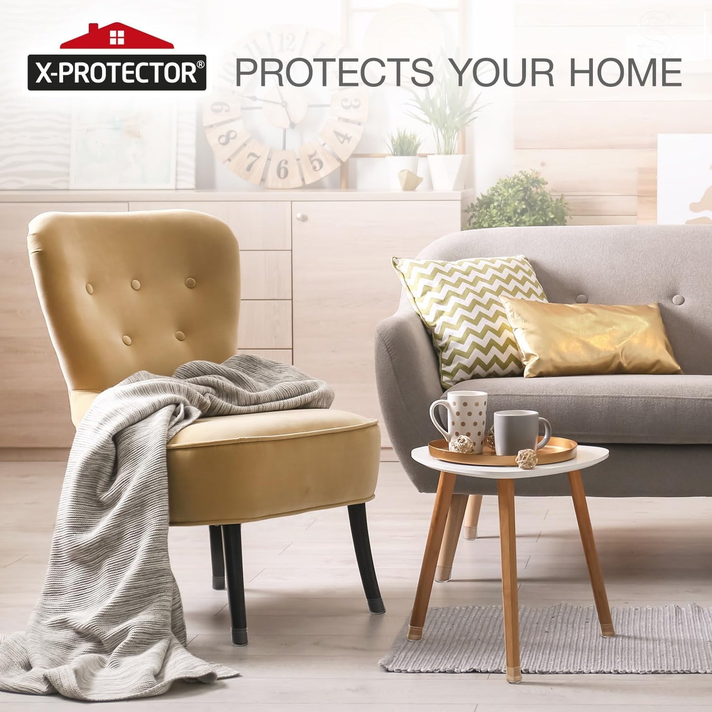 X-Protector Silicone Chair Leg Floor Protectors with Non-Slip Furniture Pads - 32 PCS 1.3" - 2" - Anti-Slip Chair Leg Covers - Non-Skid Furniture Leg Caps - Furniture Pads for Hardwood Floors!