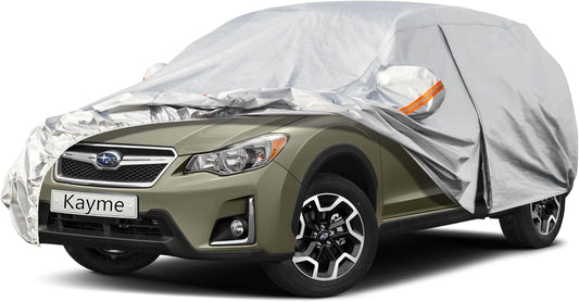 Kayme 6 Layers SUV Car Cover Custom Fit for Subaru Crosstrek (2017-2025) Waterproof All Weather for Automobiles, Outdoor Full Cover Rain Sun UV Protection.Silver