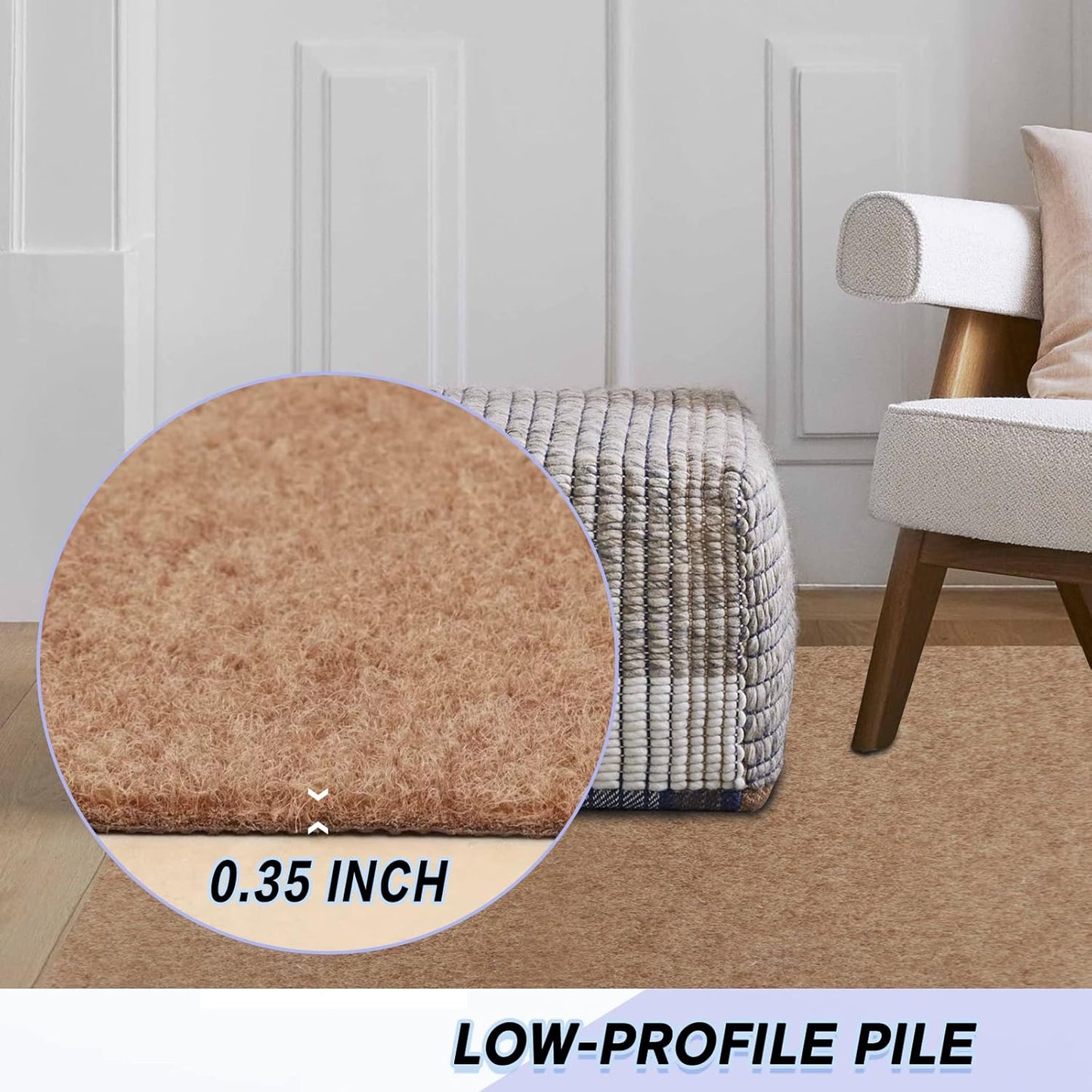 Custom Size Backed Non-Slip Area Rugs Runner, Easy Clean, Waterproof Runner Rugs for Hallway Entryway, Kitchen, Laundry, 2FT x 13FT, Beige